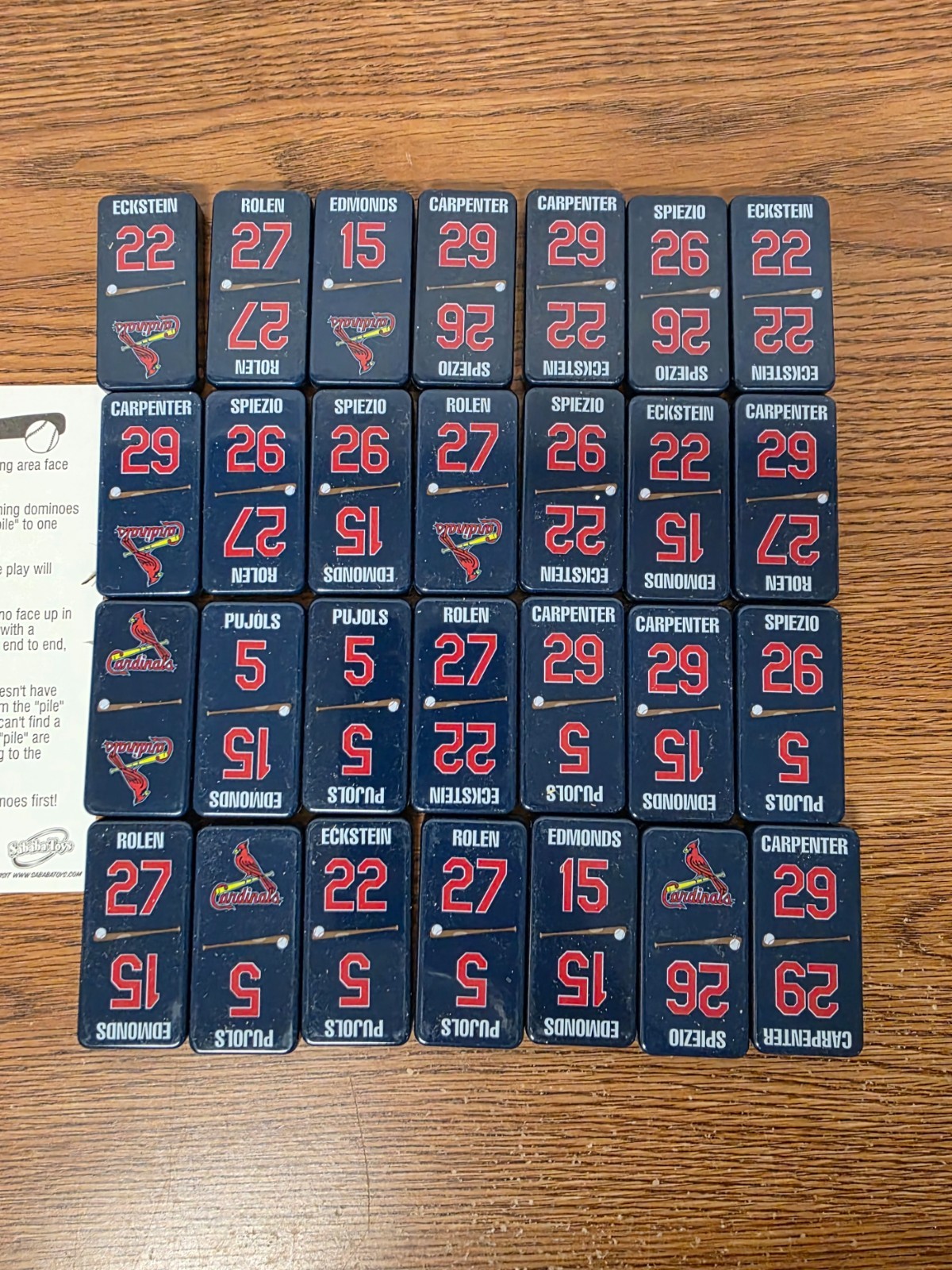 Games – St. Louis Baseball Cardinals Super-Sized Dominoes – Complete
