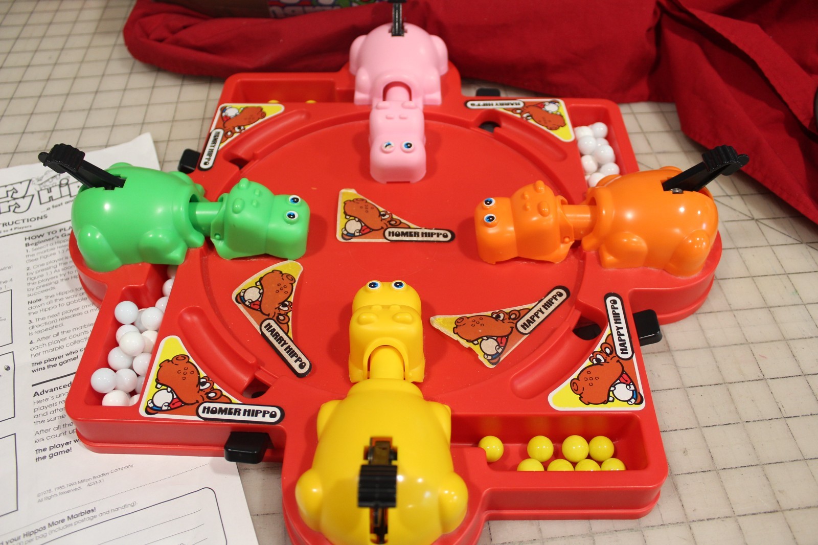 Vintage 1986 Hungry Hungry Hippos Game Milton Bradley