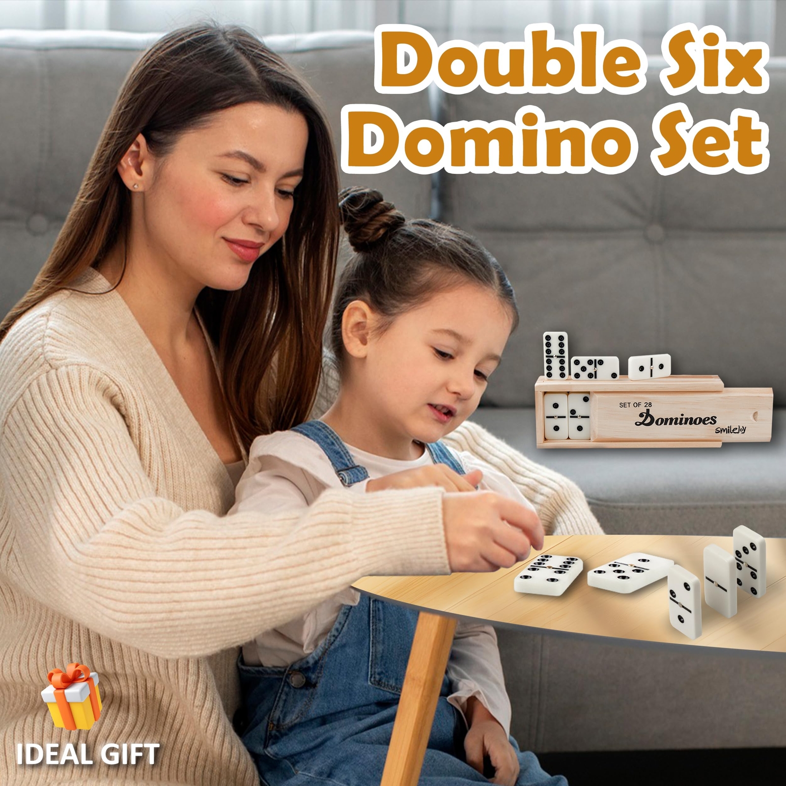 Dominoes Set for Adults Classic Board Games Double 6 Set in Wood Case