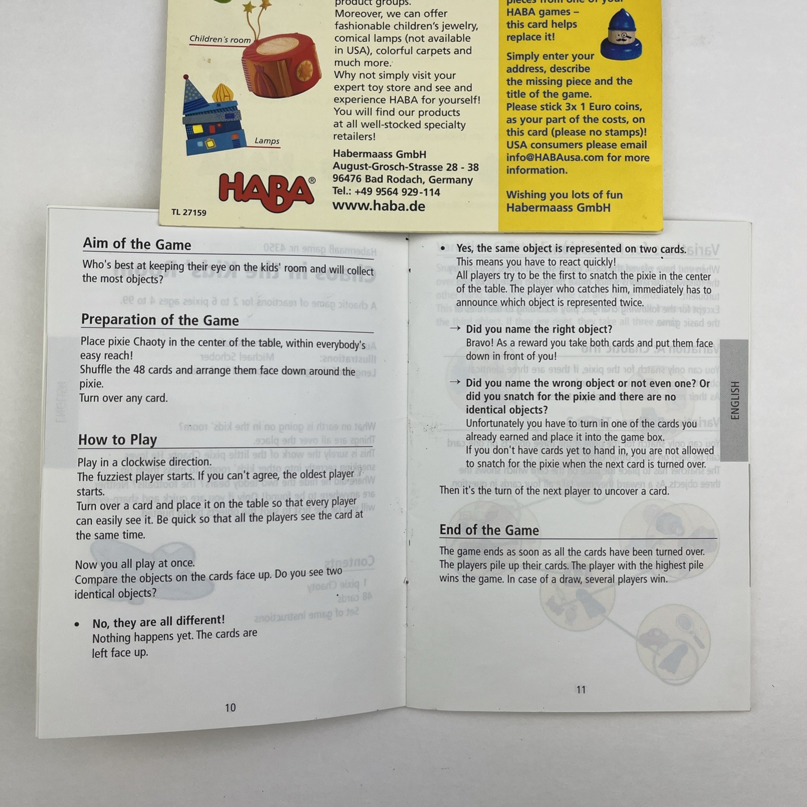 HABA Chaos in the Kids’ Room 2006 Children’s Tile Matching Game Germany COMPLETE