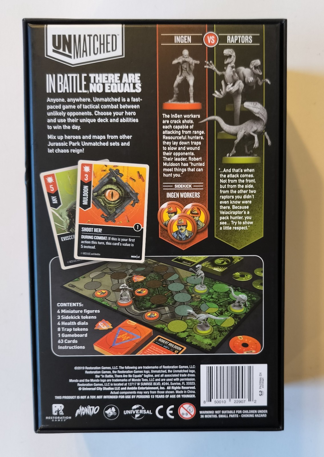 Unmatched Jurassic Park Ingen Vs Raptors Board Game Mondo Sleeved