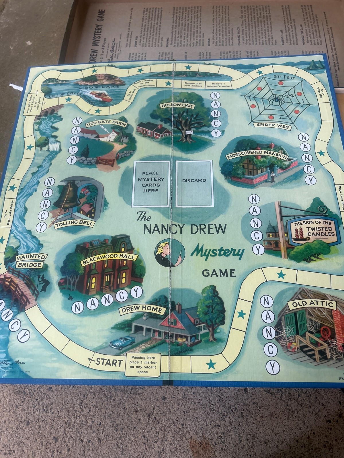 Vintage 1957 The Nancy Drew Mystery Game Parker Brothers COMPLETE Board Game