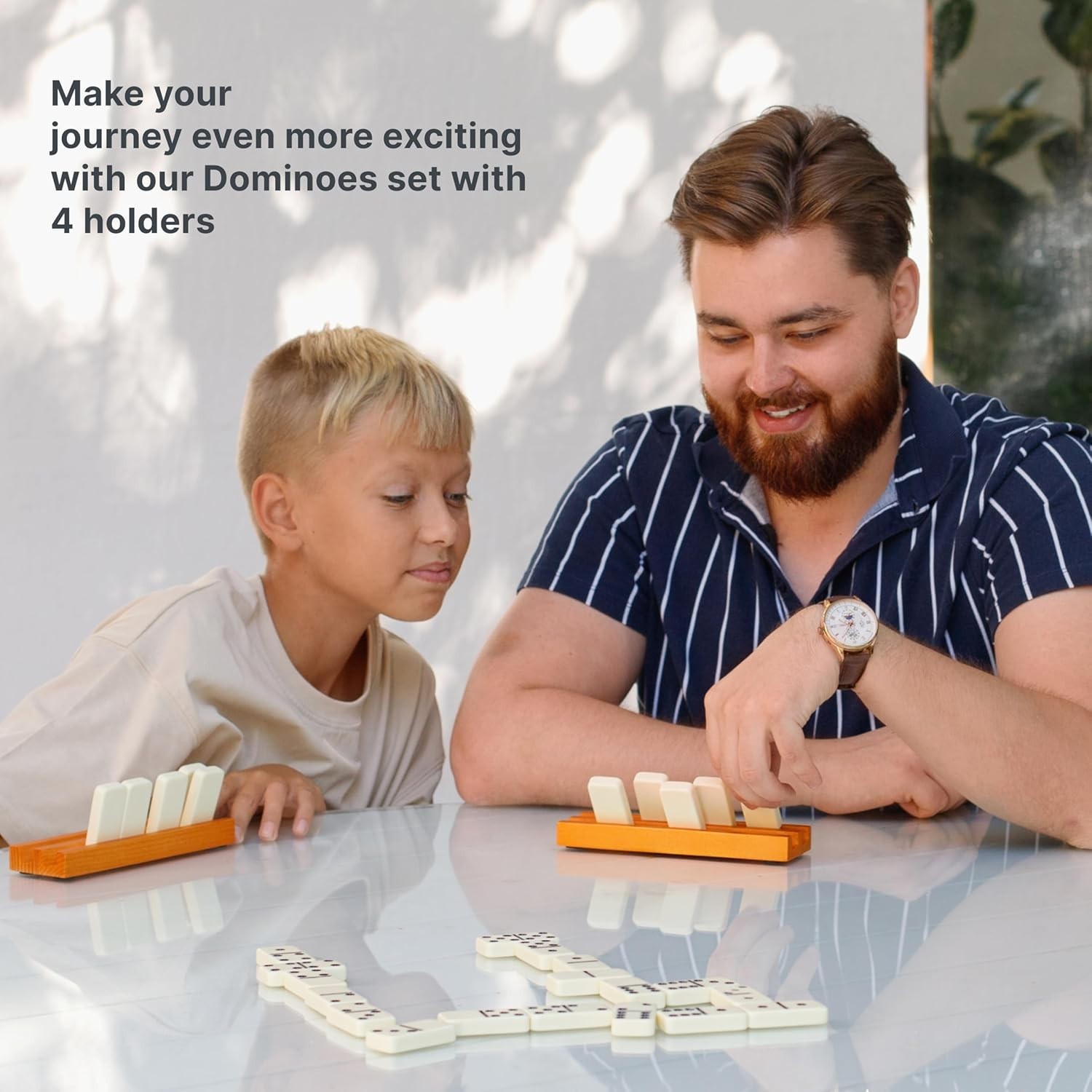 Complete Double Six Dominoes Set with 4 Racks and Travel Case for Adults