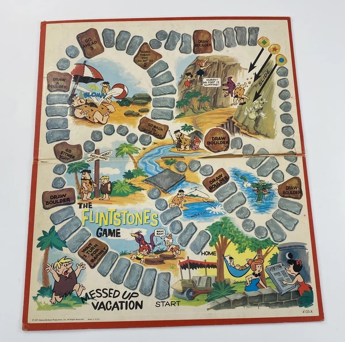 Flintstones Board Game Milton Bradley 1971 Messed Up Vacation GAME BOARD ONLY
