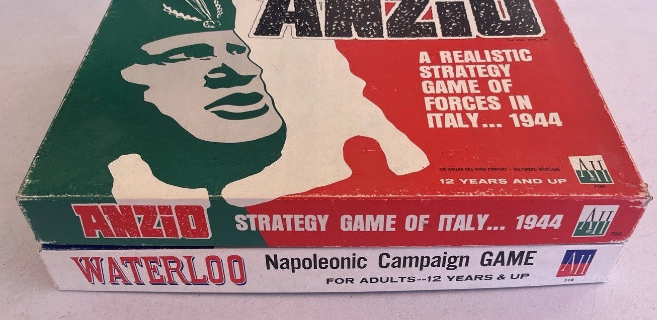 VTG Lot of Avalon Hill Anzio Italy 1969 & Waterloo Napoleonic Campaign Game 1962