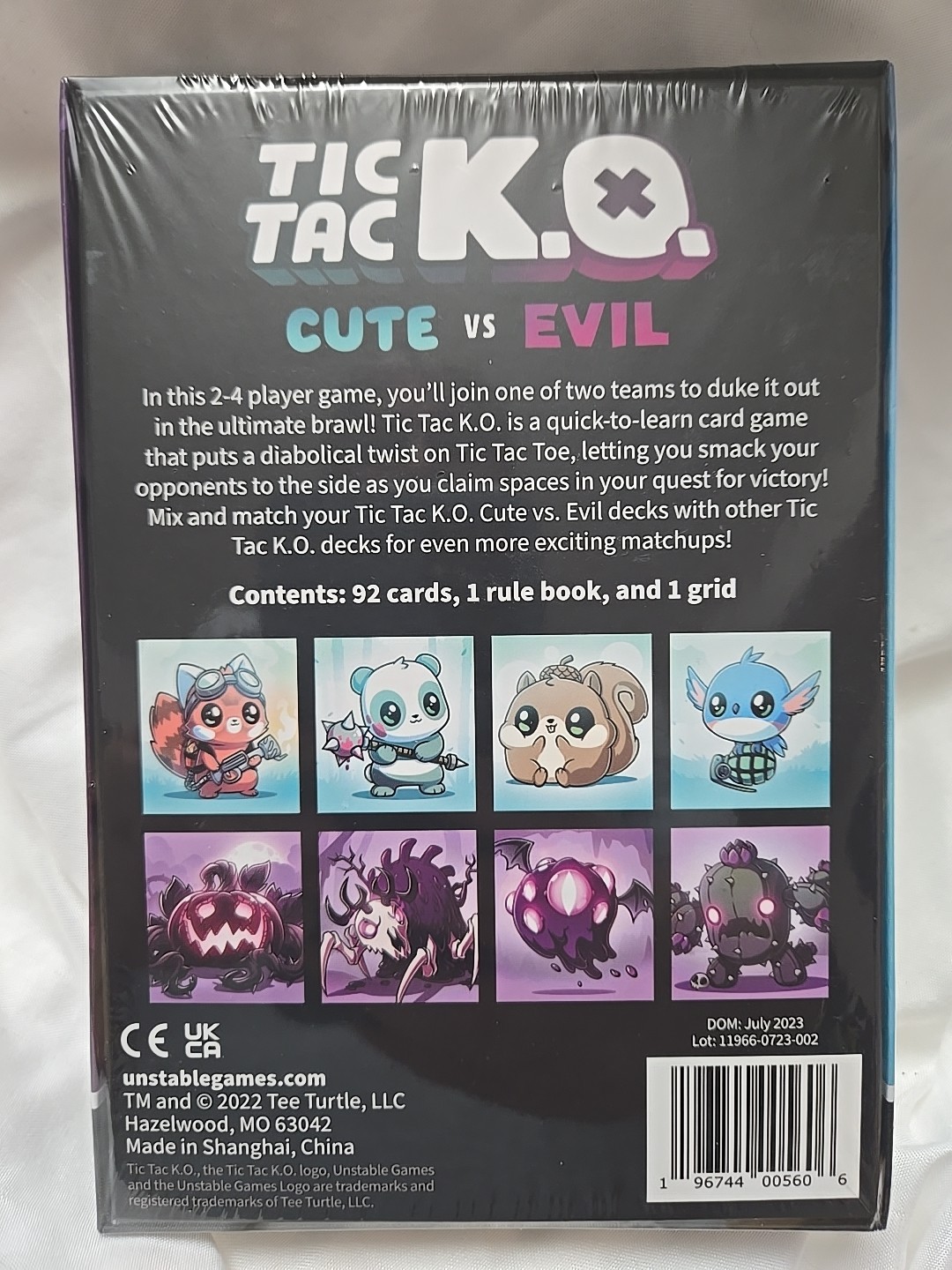 Tic Tac KO Cute vs Evil Card Game 8+ K.O. 2-4 Players Unstable Games New Sealed