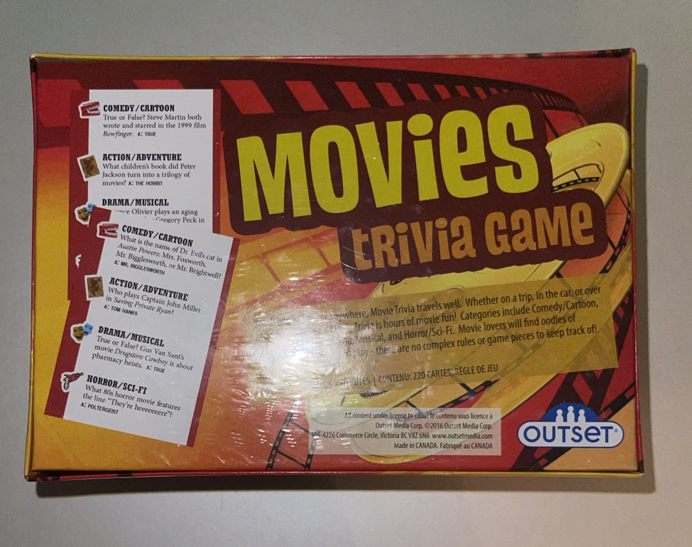 BRAND NEW Movies Trivia Game Outset 2018 Sealed