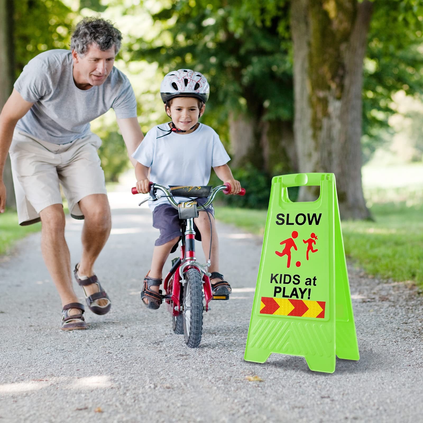 Slow Kids at Play Signs Double Sided Reflective Tape 2 Pack Green Street Text