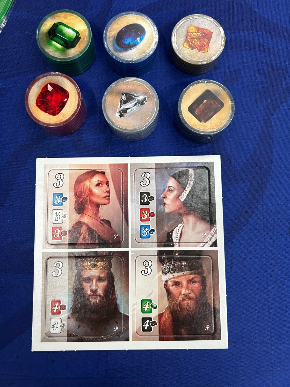 Splendor Promo Translucent Alt Gems Token Set 6 Colors (Gold)+Promo Noble Tiles