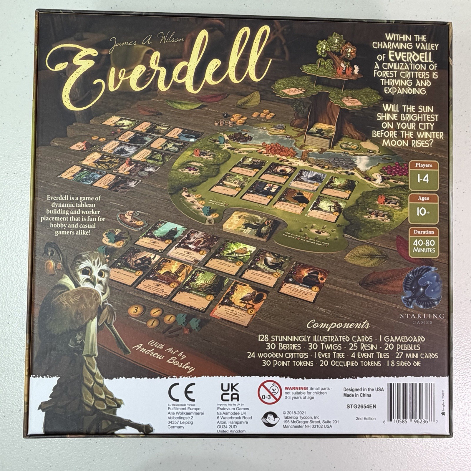 Everdell Board Game 2nd Edition Starling Games Unplayed Cards Sleeved COMPLETE