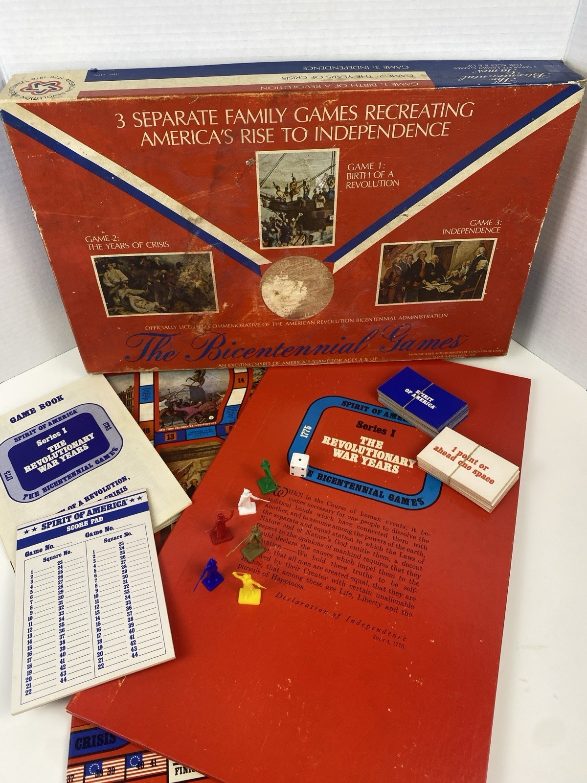 The Bicentennial Games Vintage American 3 Board Games USA 1776-1976