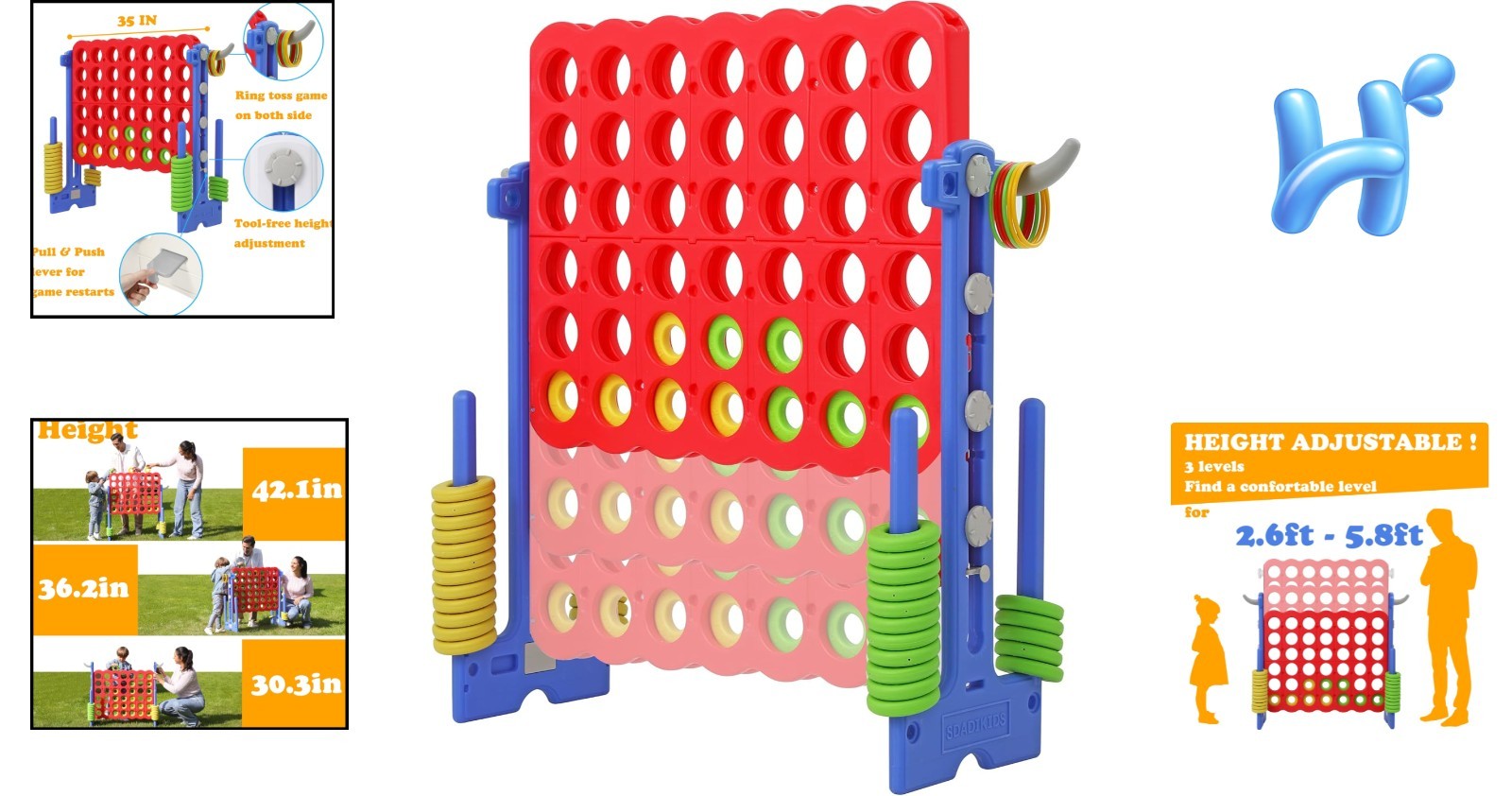 Durable 2-in-1 Giant 4 Connect Game and Ring Toss – Indoor & Outdoor Fun