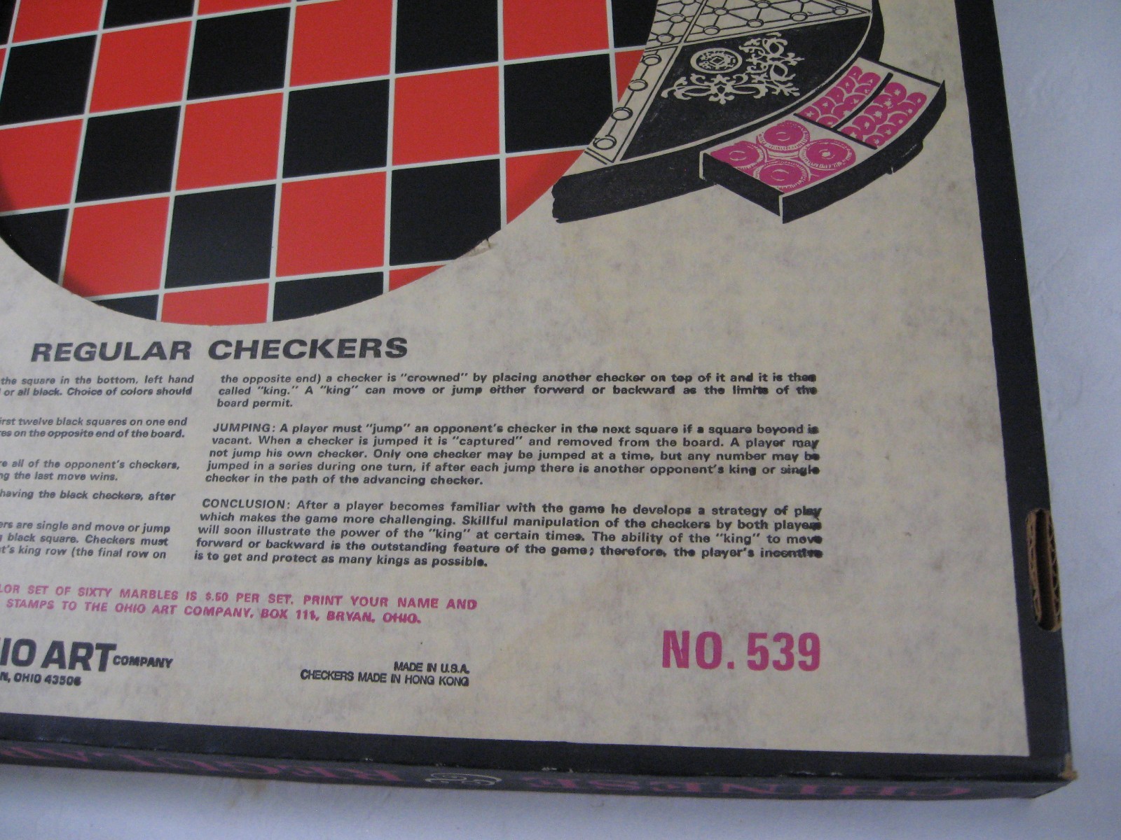 Ohio Art metal tin litho board CHINESE & REGULAR CHECKERS – complete w/ box