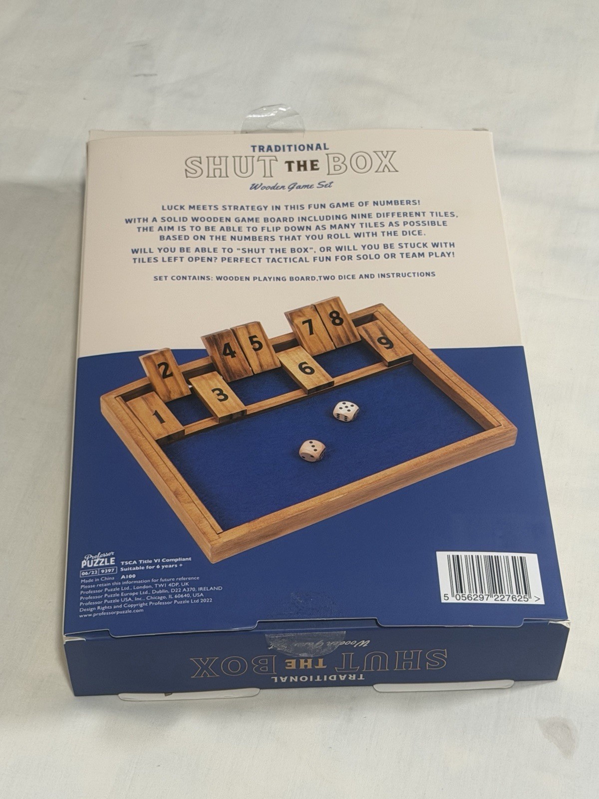 Traditional Shut The Box Wooden Game Set w/ Dice – Classic Family Board Game NEW