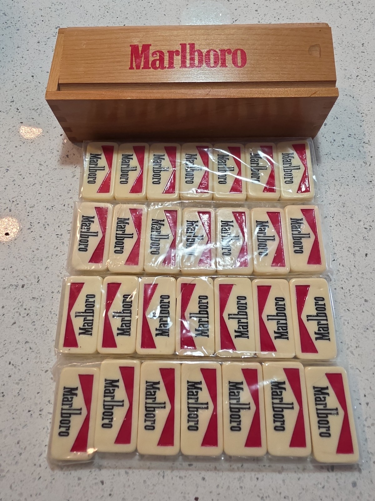 Vintage Marlboro Branded Double Six Dominos 28 Tile Set Sealed W/Box Mint