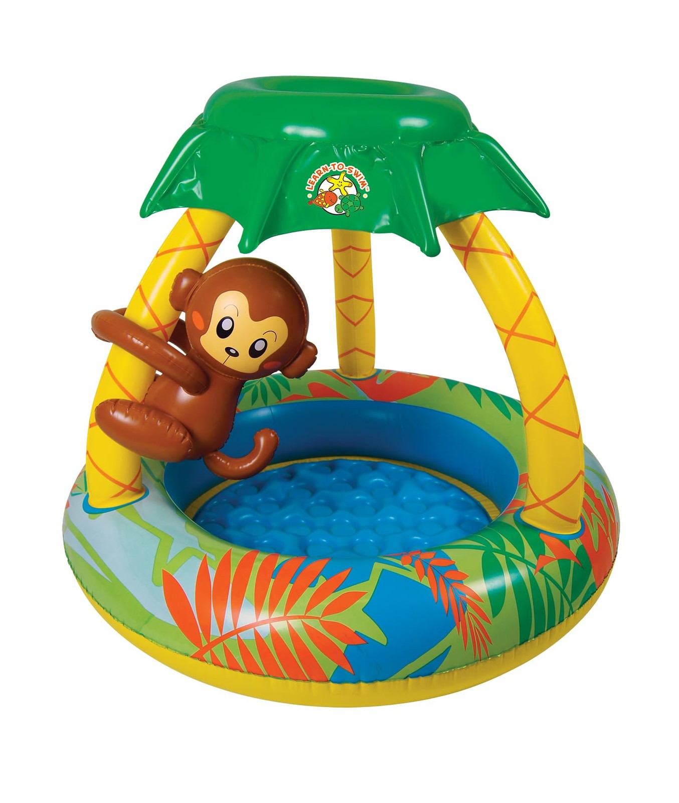 Inflatable Kiddie Pool Monkey Canopy Learn-to Swim Poolmaster 81610 Bananas