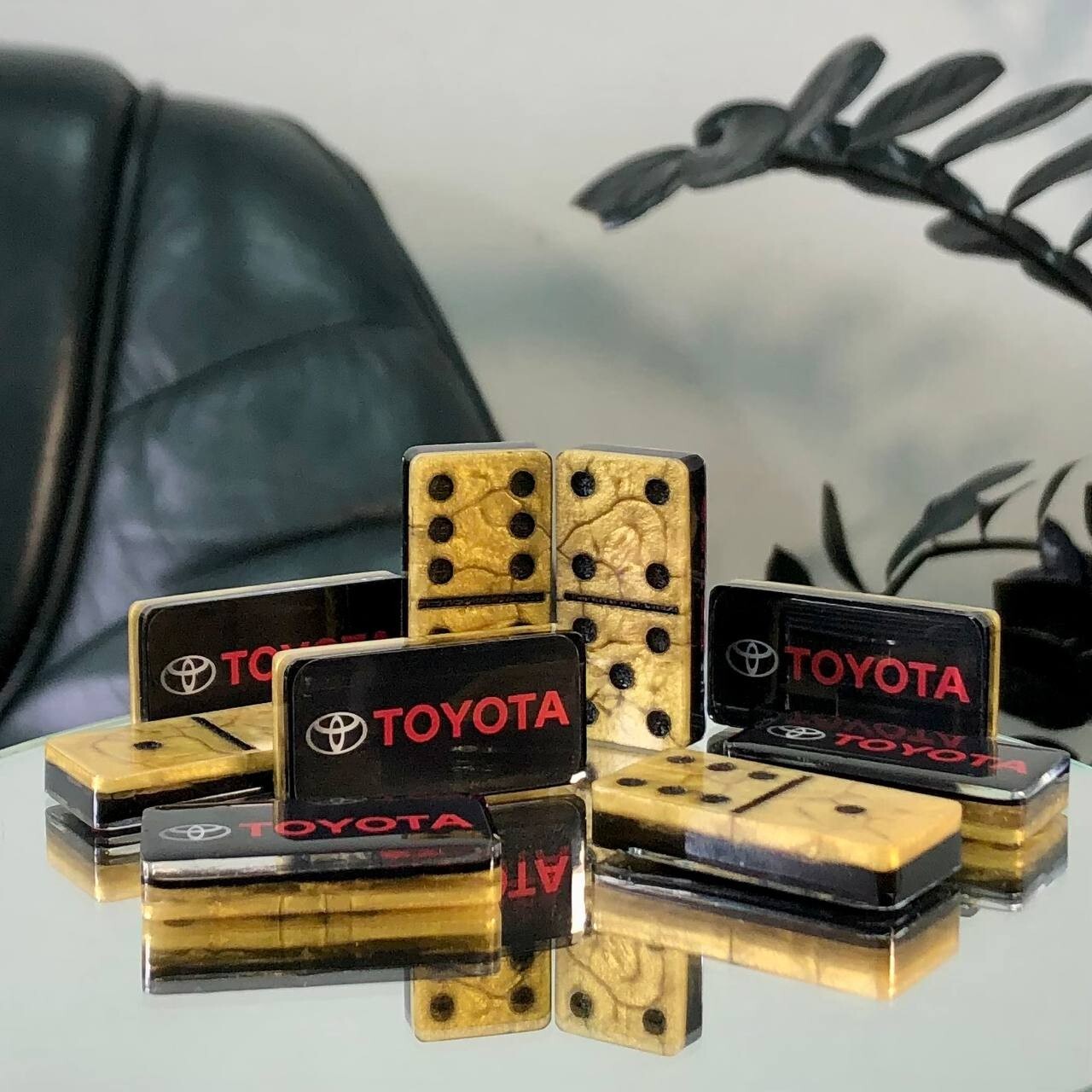 Exclusive Dominoes Set with Logo Toyota, Perfect Gift for Car Owner, Domino Game