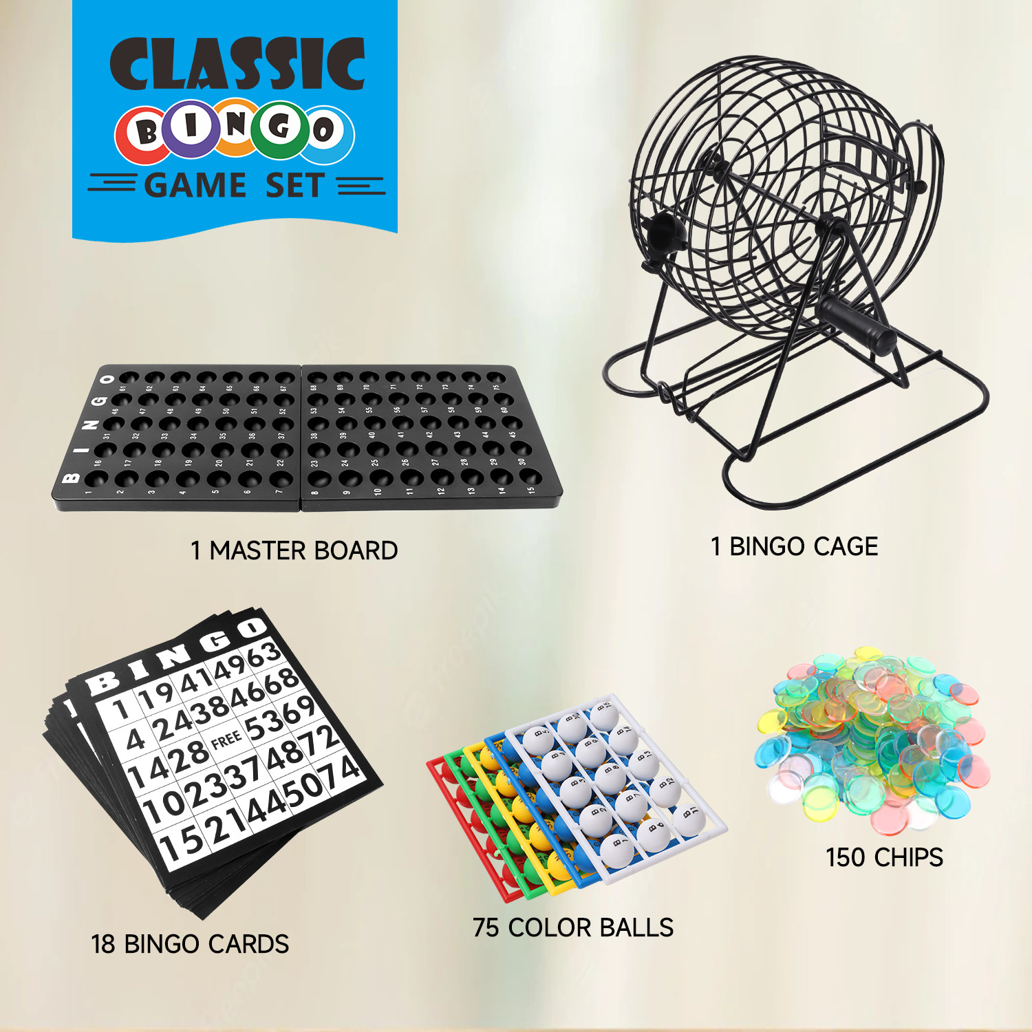 Deluxe Bingo Game Set w/Metal Bingo Cage Perfect for the Whole Family FriendsANY