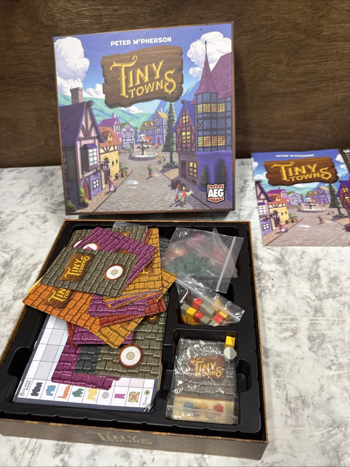 Tiny Towns Board Game – AEG Peter McPherson 2019 Complete Unused?