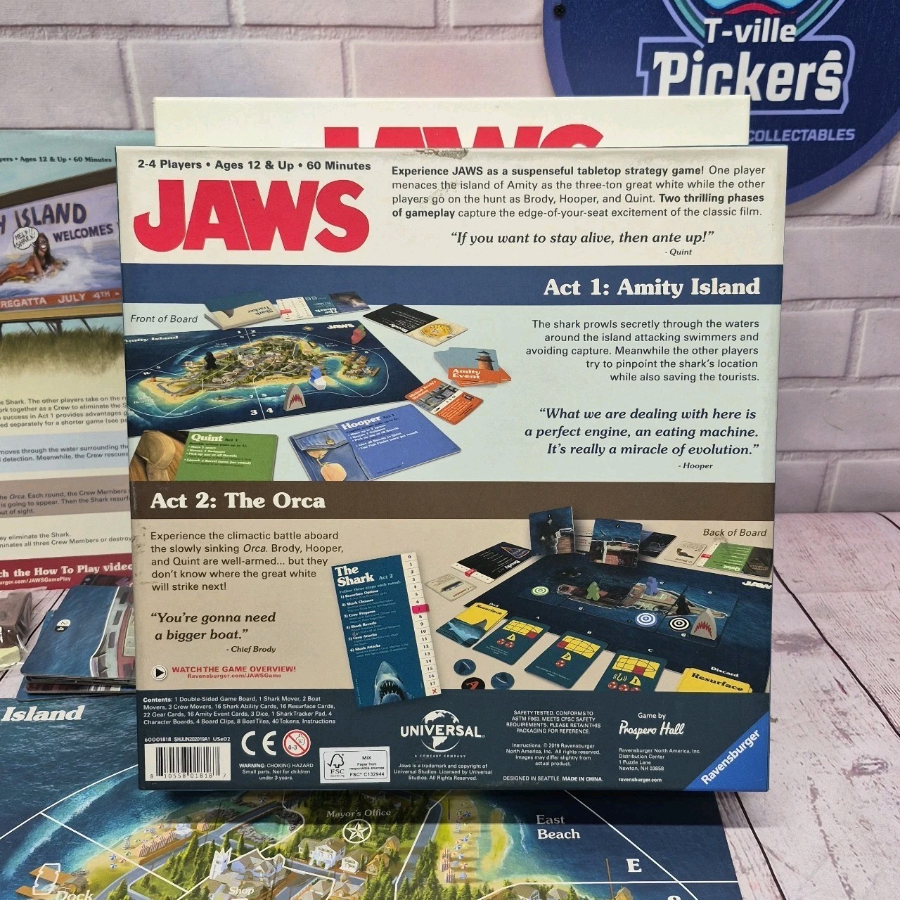 Ravensburger Jaws Board Game Ages 12 & Up Thrilling Strategy & Suspense Complete