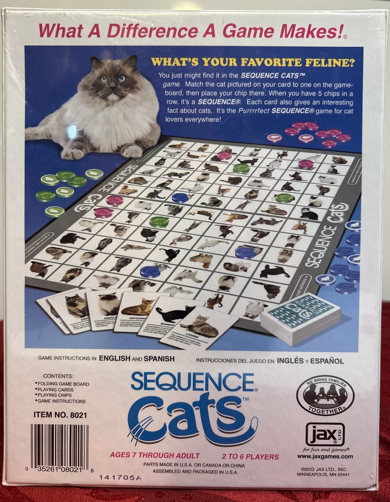 New Sequence Cats Card Board Game Jax 2013 Complete Jax
