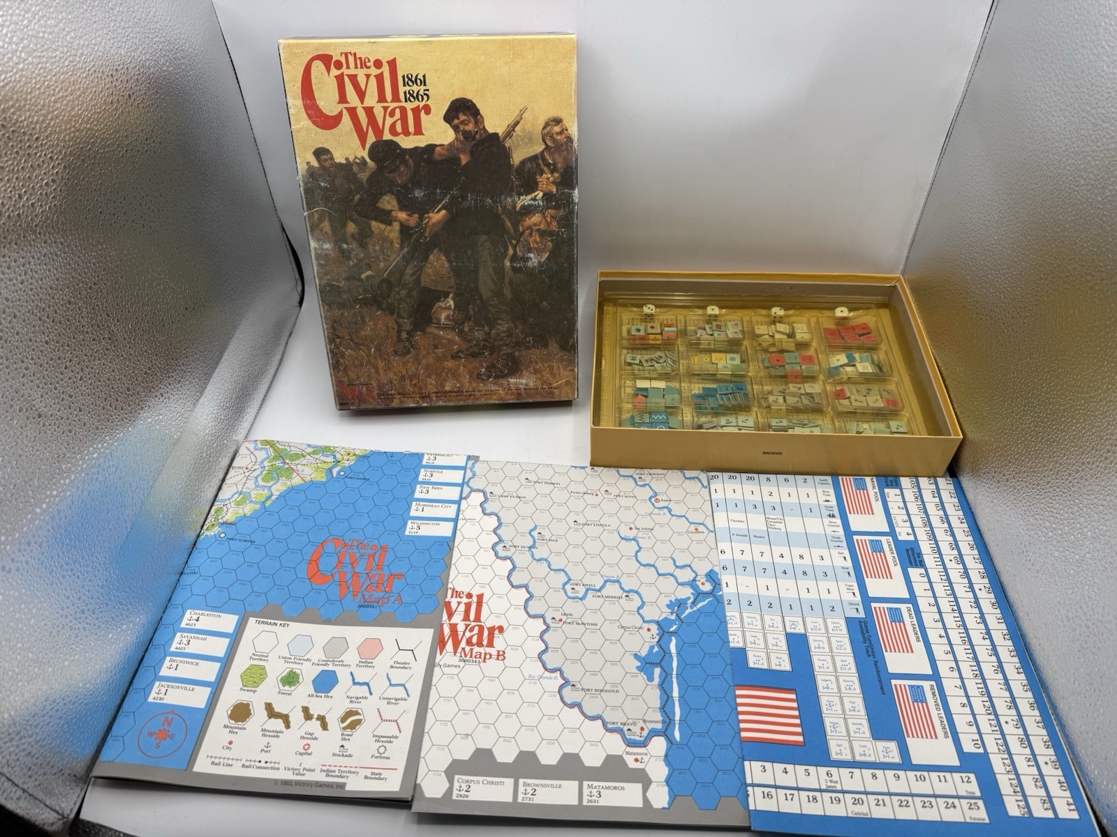 The Civil War 1861-1865 War Board Game in Original Box- 1983 Vintage- COMPLETE