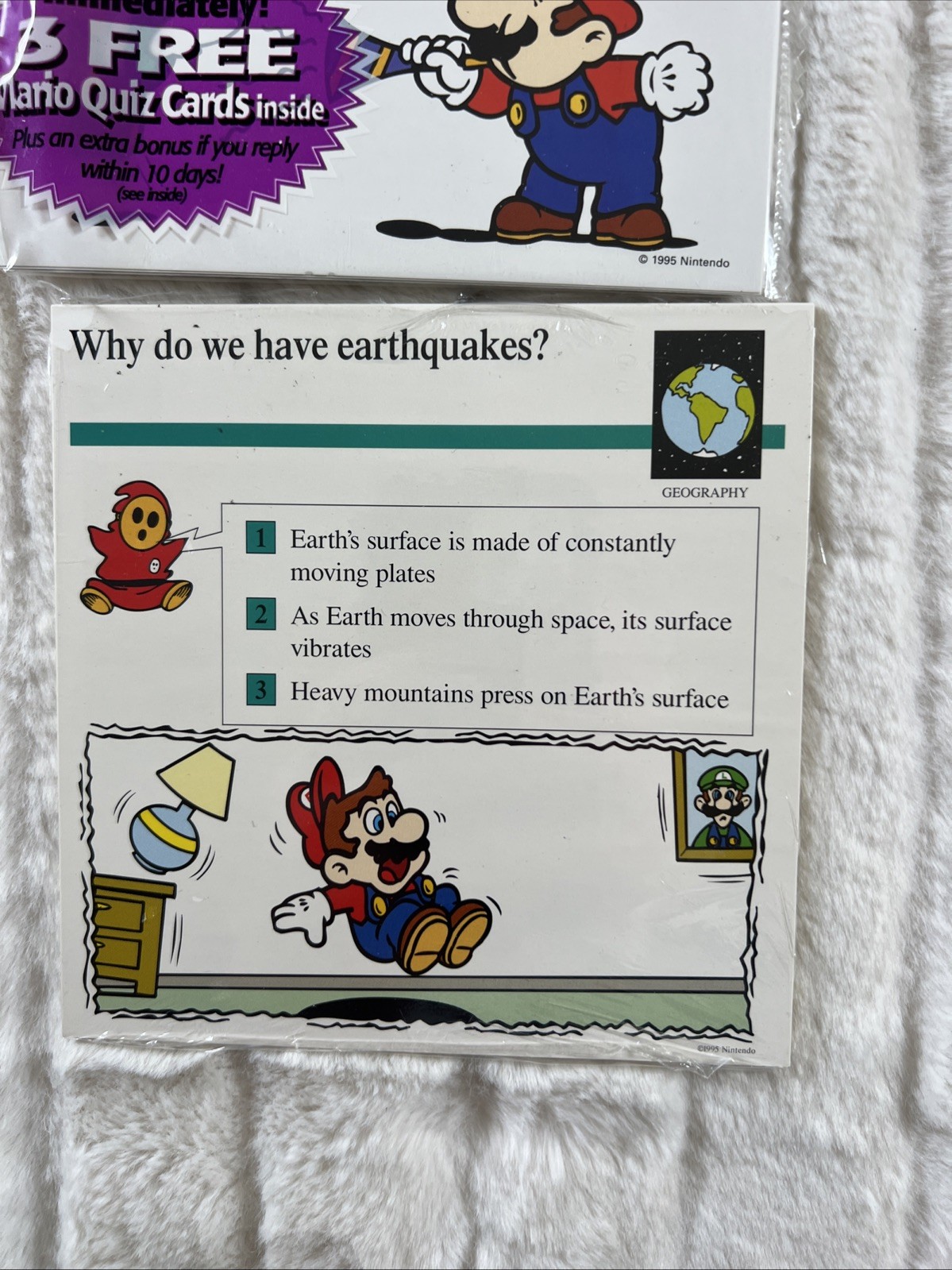 Vintage 1995 Mario Quiz Cards By Atlas Editions Sealed Trivia One Set In Mailer