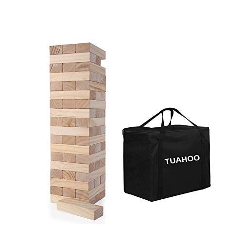 Outdoor Game Giant Tumble Tower (Stacks to 4+ Feet), Jumbo Tumbling Timber, 5…