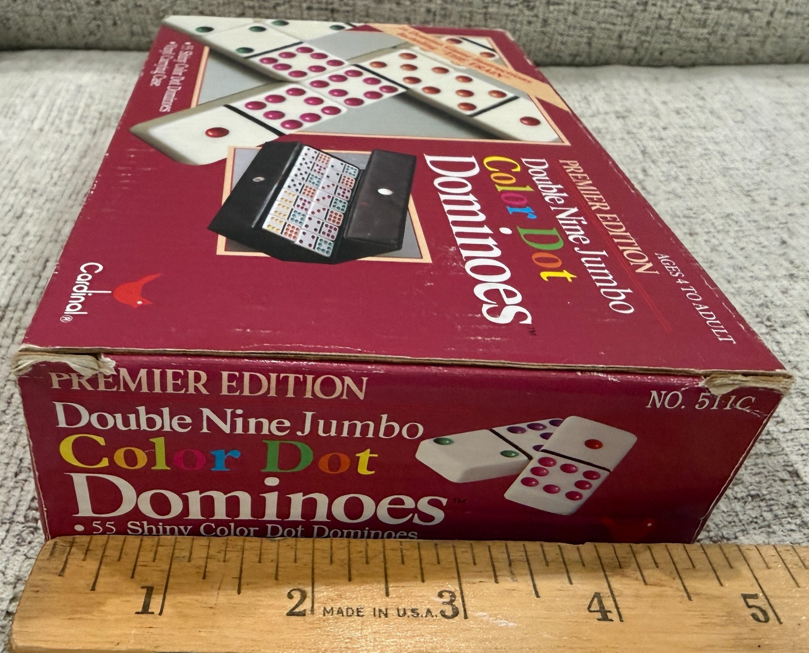 Cardinal Premier Double Nine Jumbo Color Dot Dominoes Set Vinyl Case NEW