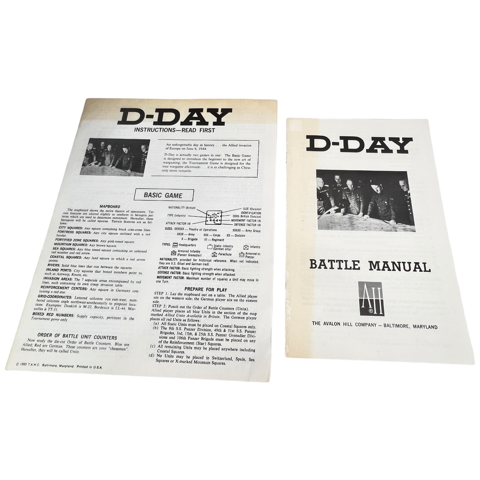 Vintage 1965 Avalon Hill D-Day World War II Invasion Board Game Role Play 508