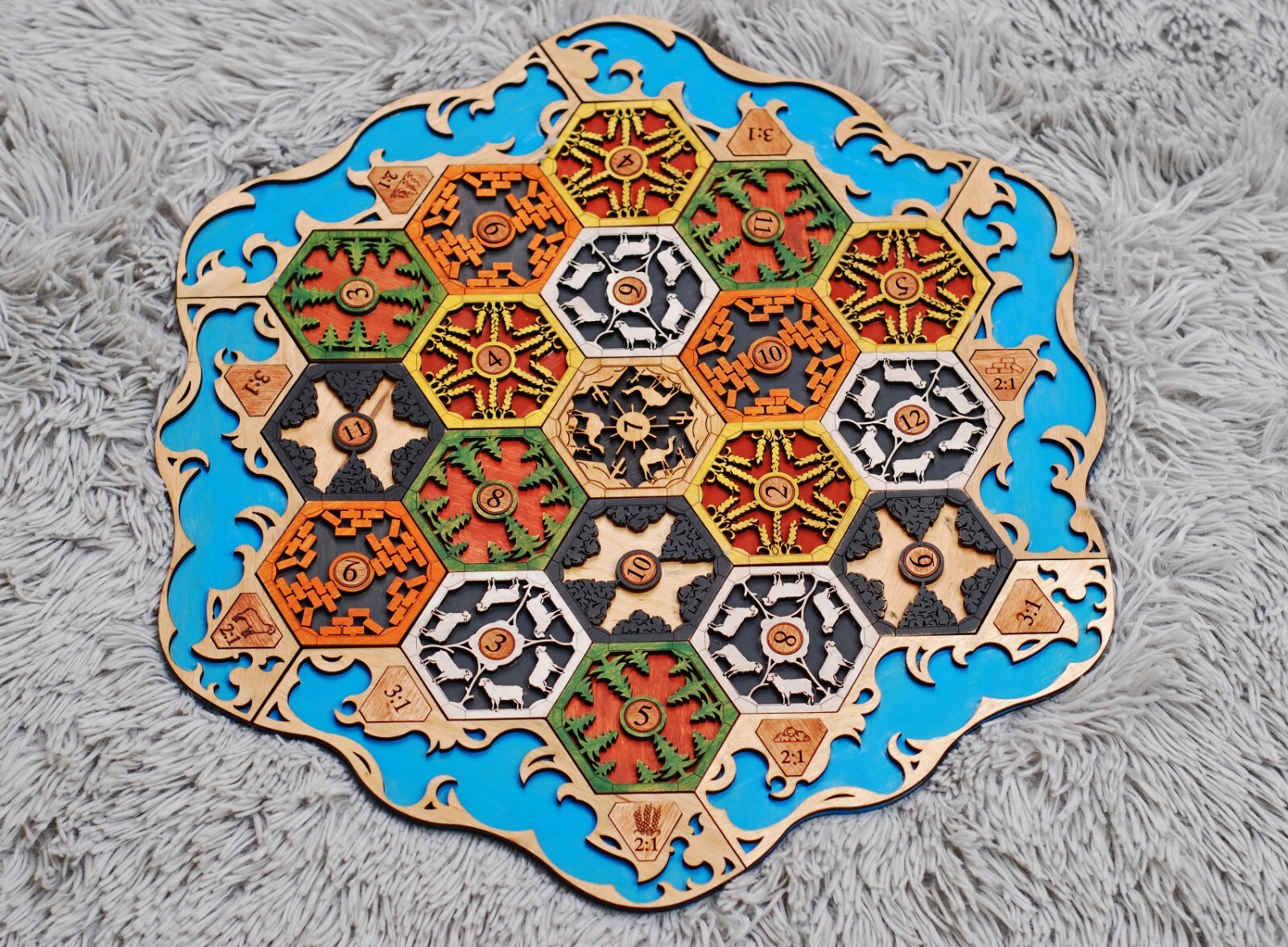Wooden game board for Settlers / 2-4 . 5-6 Player Custom Settlers Board