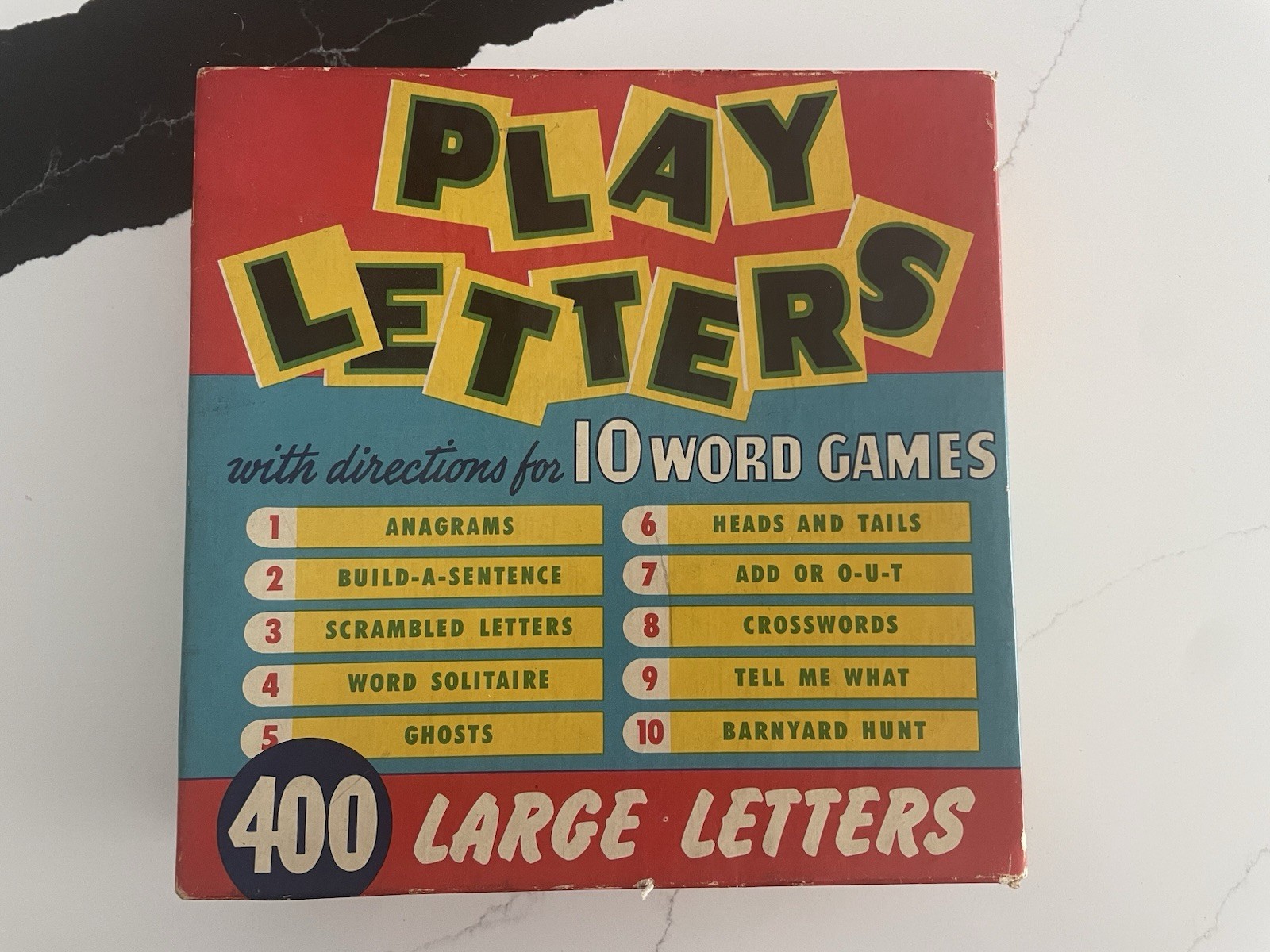 ~ 1973 Vintage Play Letters 10 Word Game 400 Large Letters E.E. Fairchild Corp ~