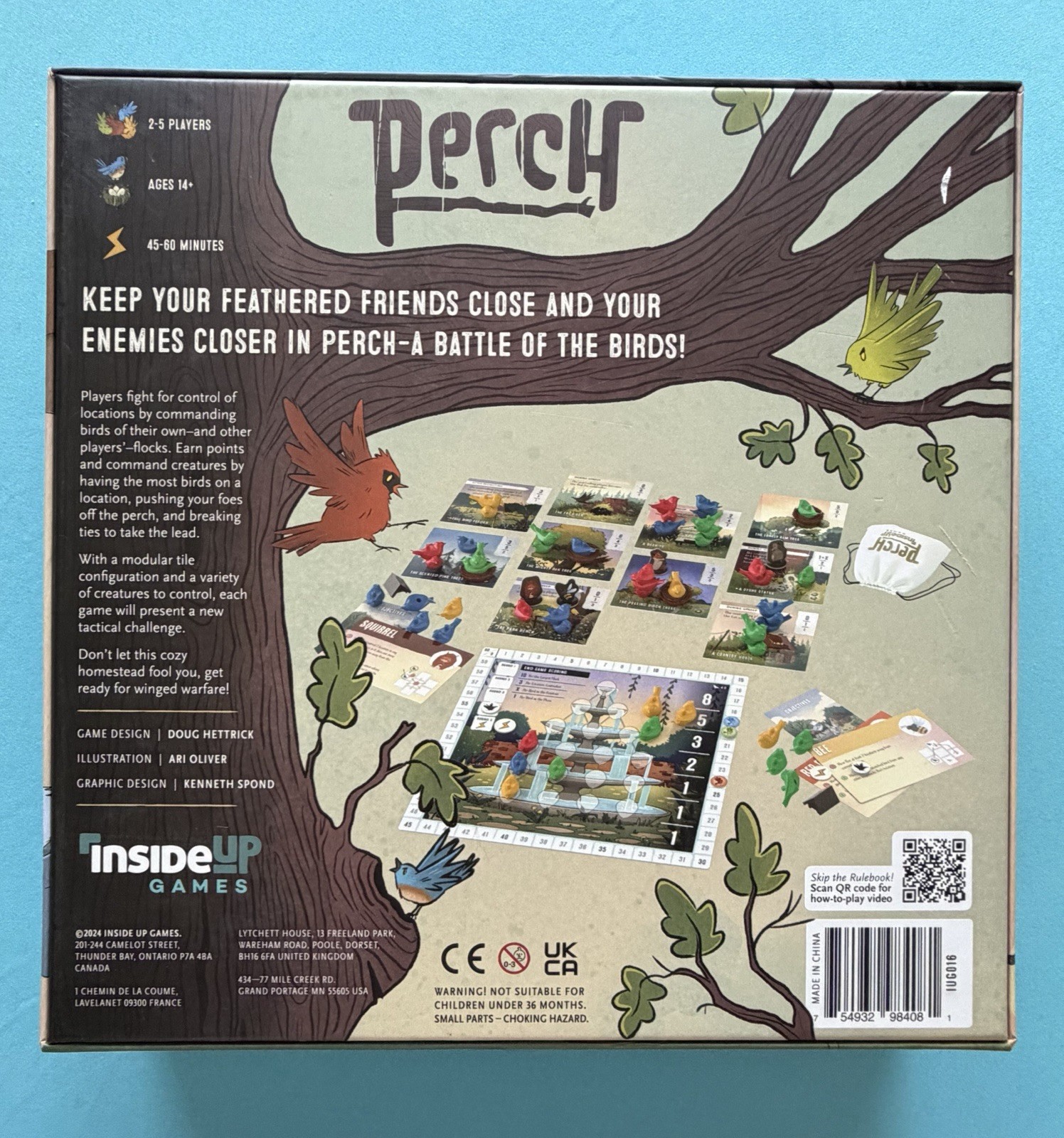 Perch Board Game w/ Expansion 2024 Inside Up Games by Doug Hettrick Complete!