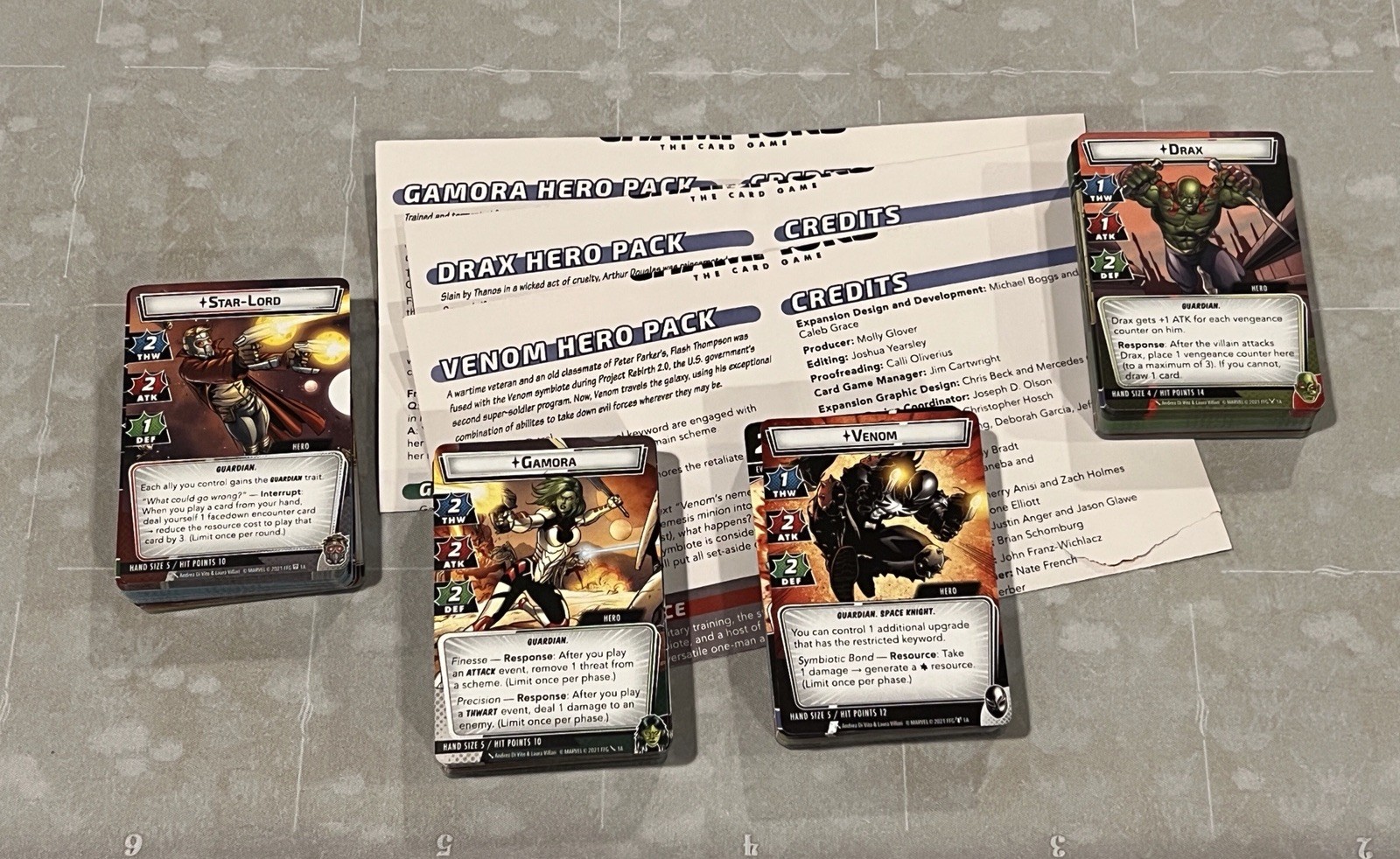 Marvel Champions LCG – Complete Wave 3 Star-Lord, Gamora, Drax, Venom (see desc)