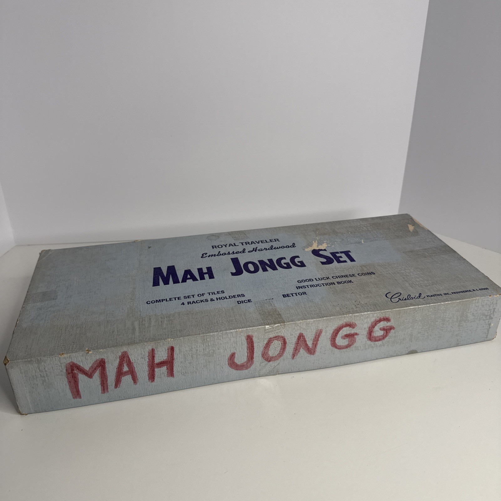 VINTAGE CRISLOID MAH JONGG SET#470 ROYAL TRAVELER WEST GERMANY EMBOSSED TILES