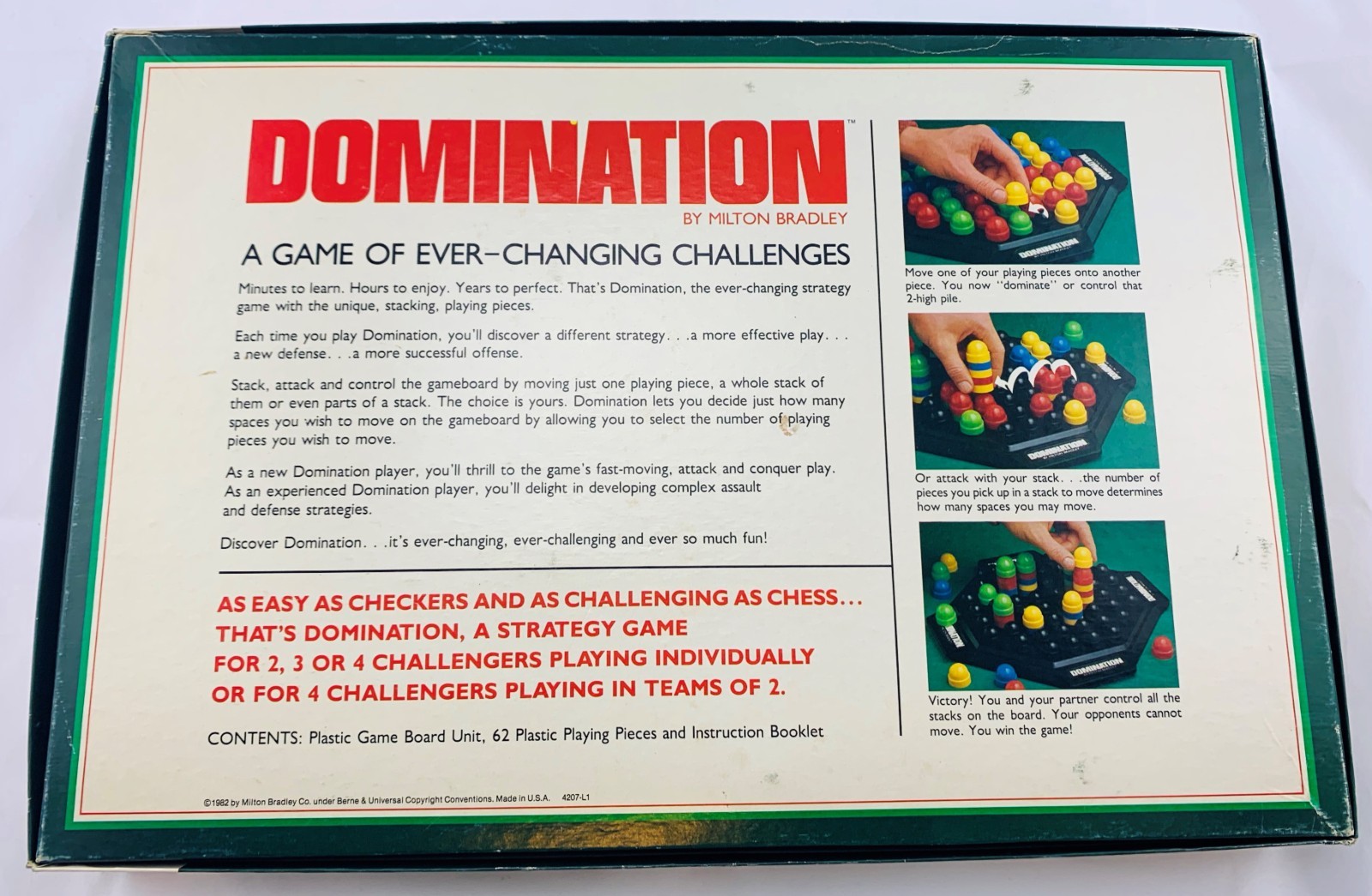 1982 Domination Focus Game by Milton Bradley Complete in Great Cond FREE SHIP