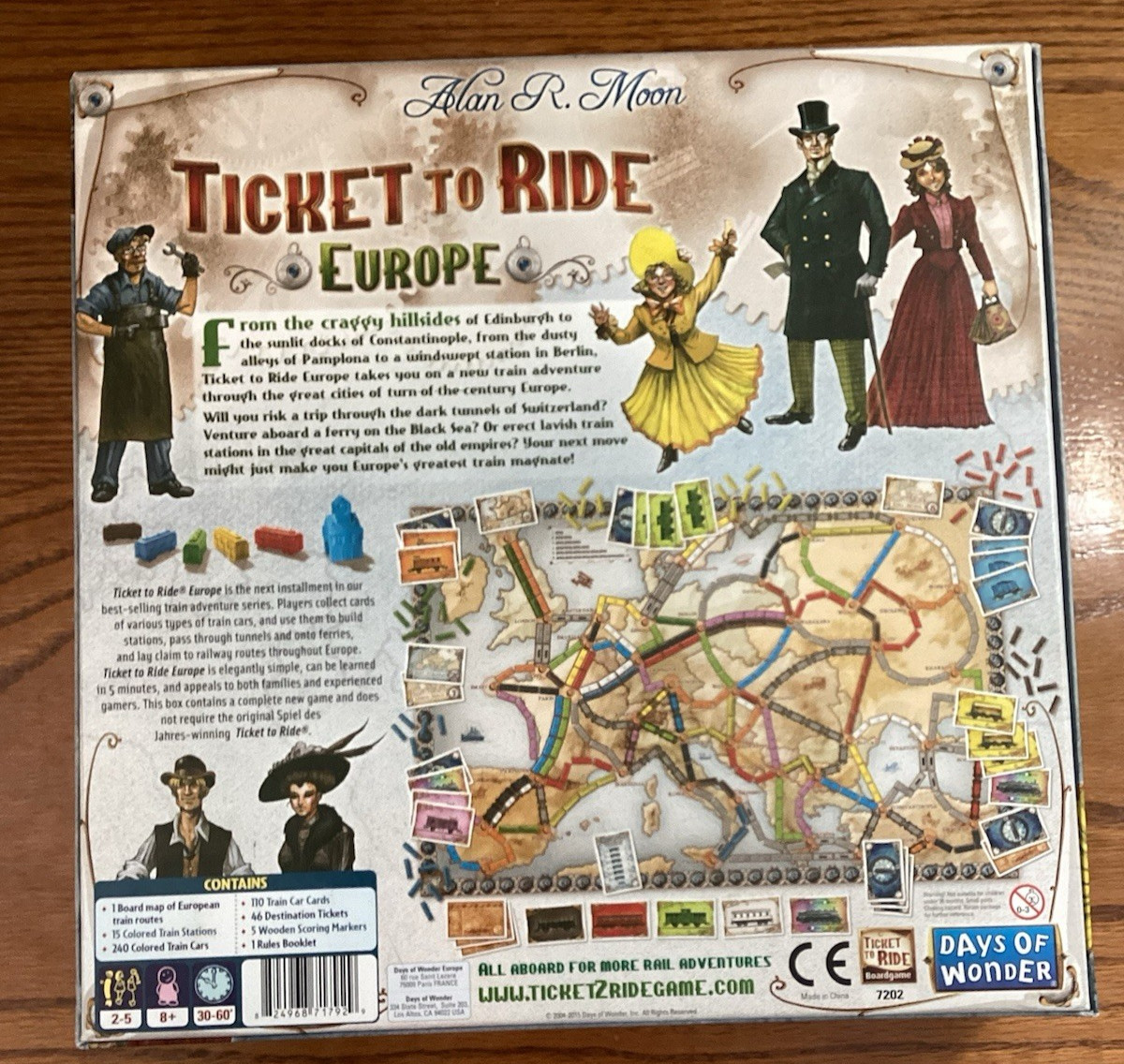 Ticket to Ride EUROPE Board Game Days of Wonder Alan R. Moon all pieces included