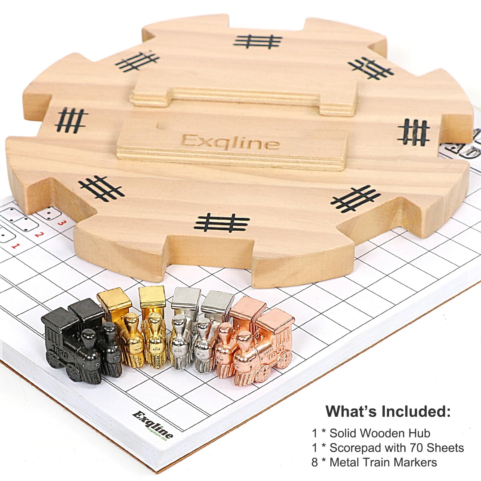 Exqline Mexican Train Dominoes Accessories 6.8 x 8.8 x 1.5 inches, White Set