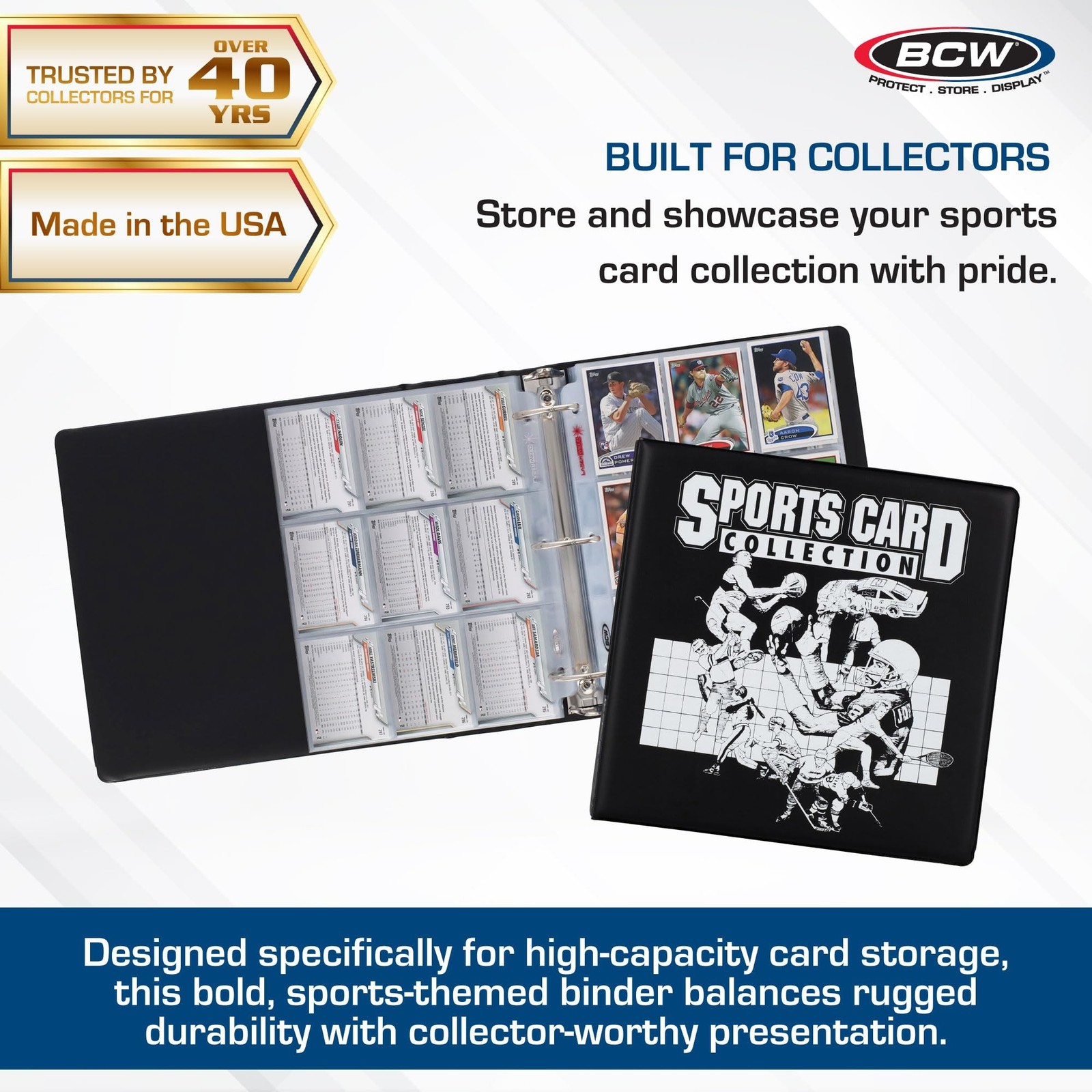 BCW 3-Inch Sports Card Album Binder | Durable Black D-Ring Card Binder Holds …