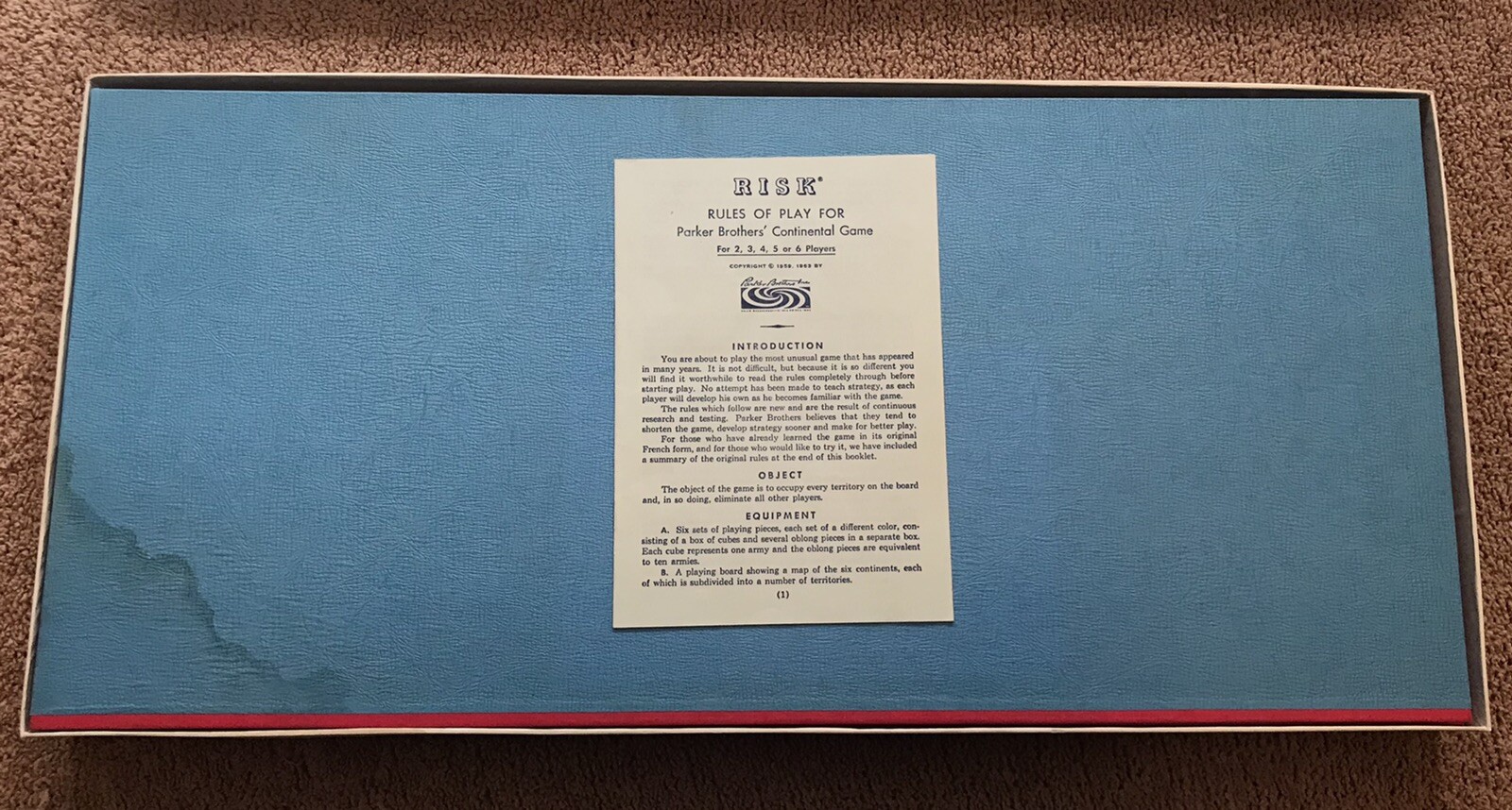 Vintage Classic Parker Brothers 1968 Risk Continental Board Game Original