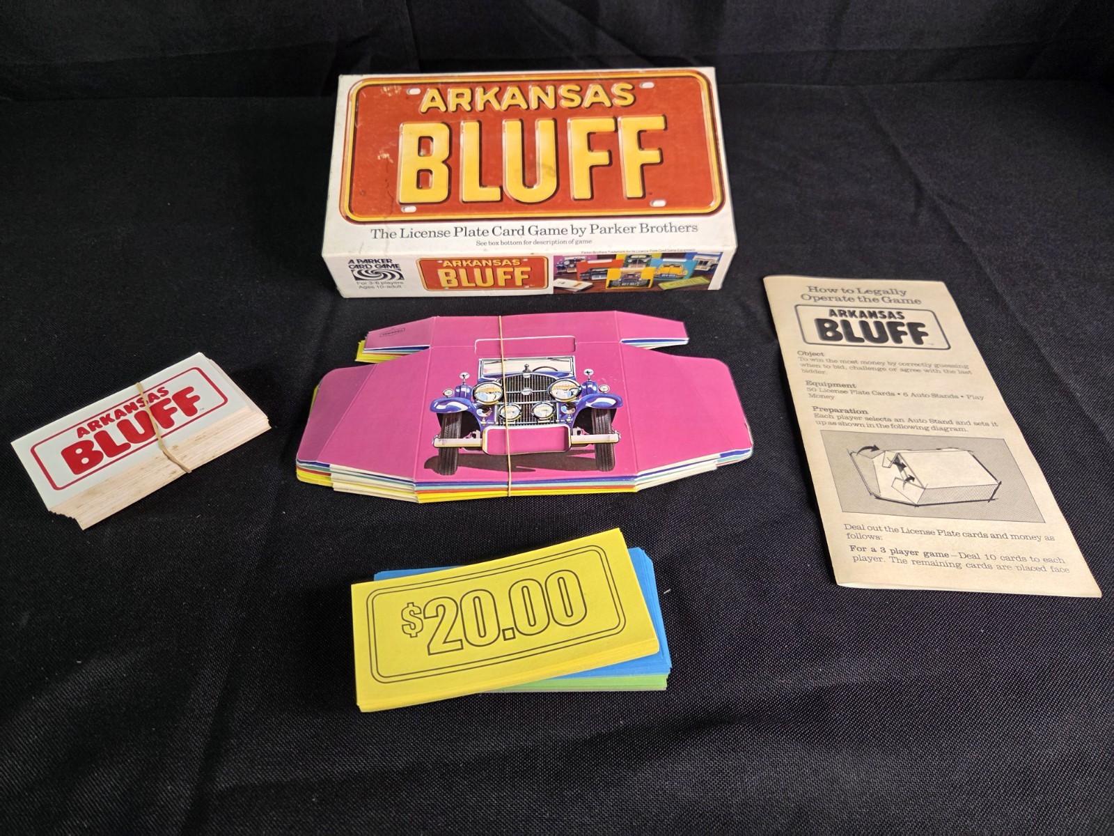 ARKANSAS BLUFF Card Game COMPLETE VINTAGE 1975 (Liar’s Dice w license plates)