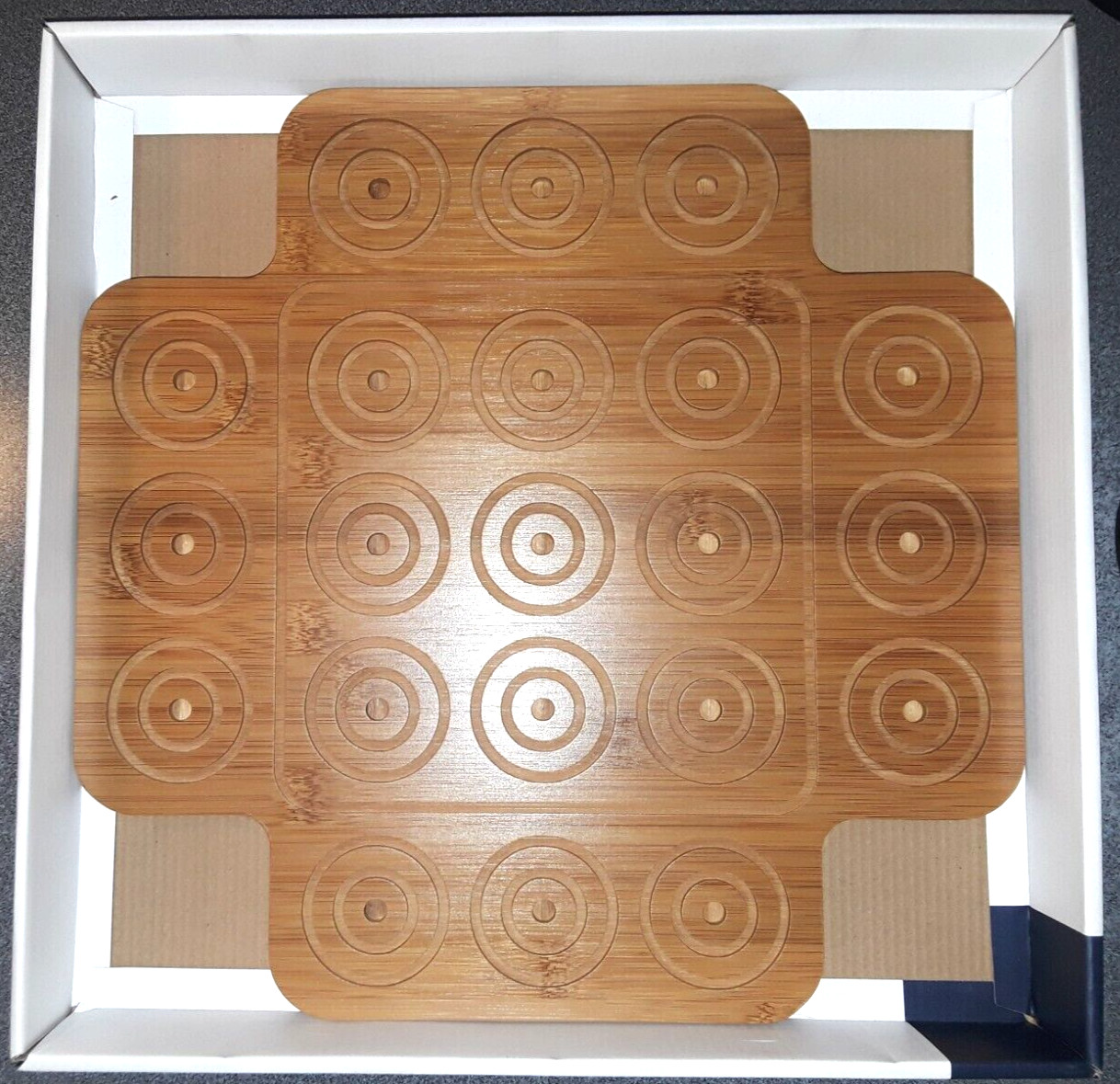 Otrio Marbles Brain Workshop Bamboo Wood Strategy Wooden Board Game VG+ Complete
