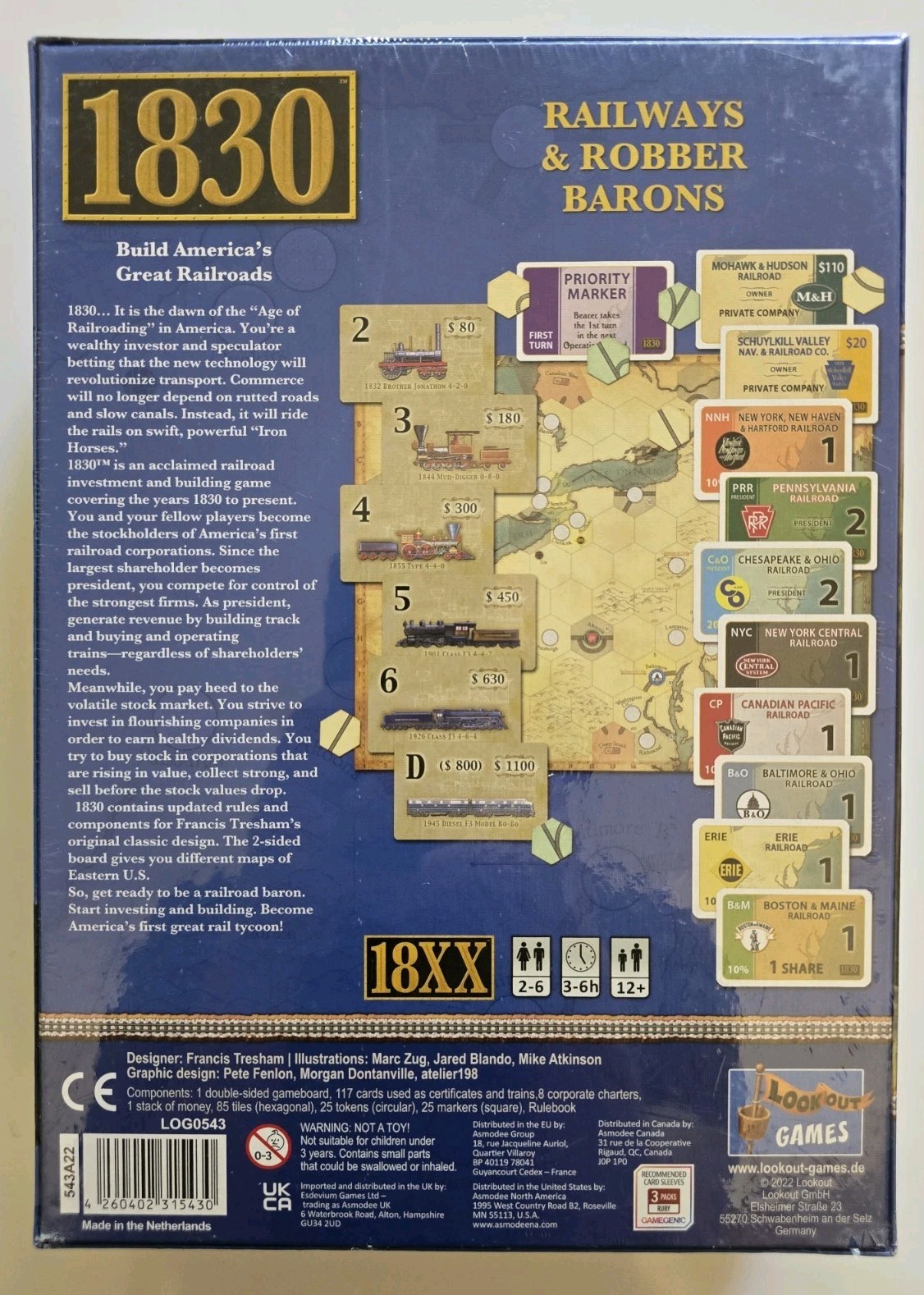 1830 (Revised 2022 Edition) Game of Railways and Robber Barons LOG0543