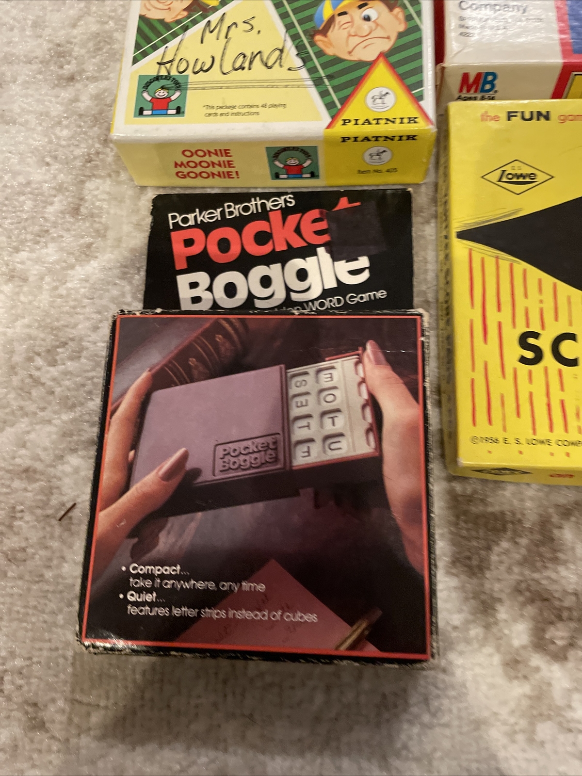 Vintage Lot Of Games Pac-Man Oonie Moonie Goonie Pocket Boggle Yahtzee Take 5