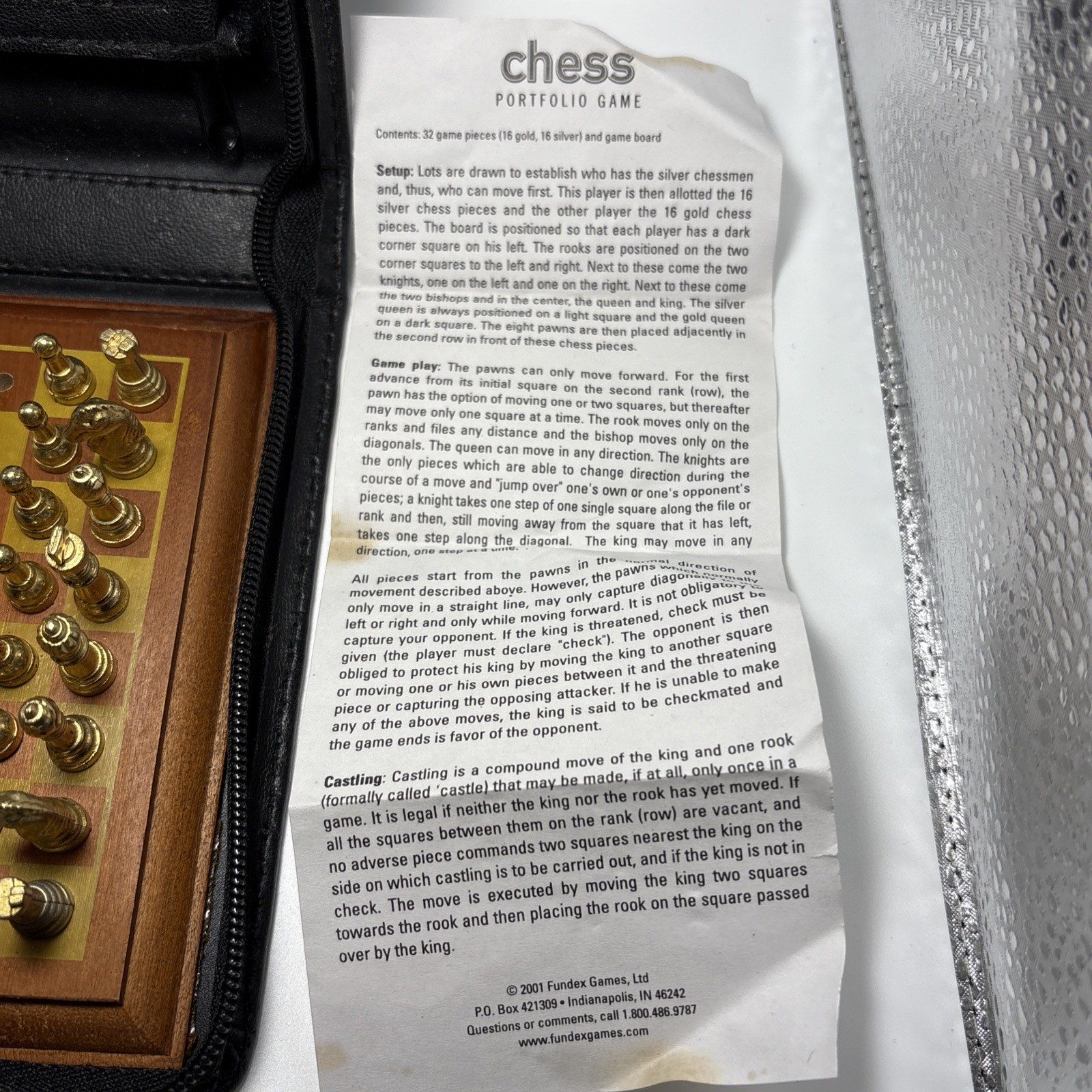 Travel Size Chess Game Portable Portfolio Case Wooden Board Fundex