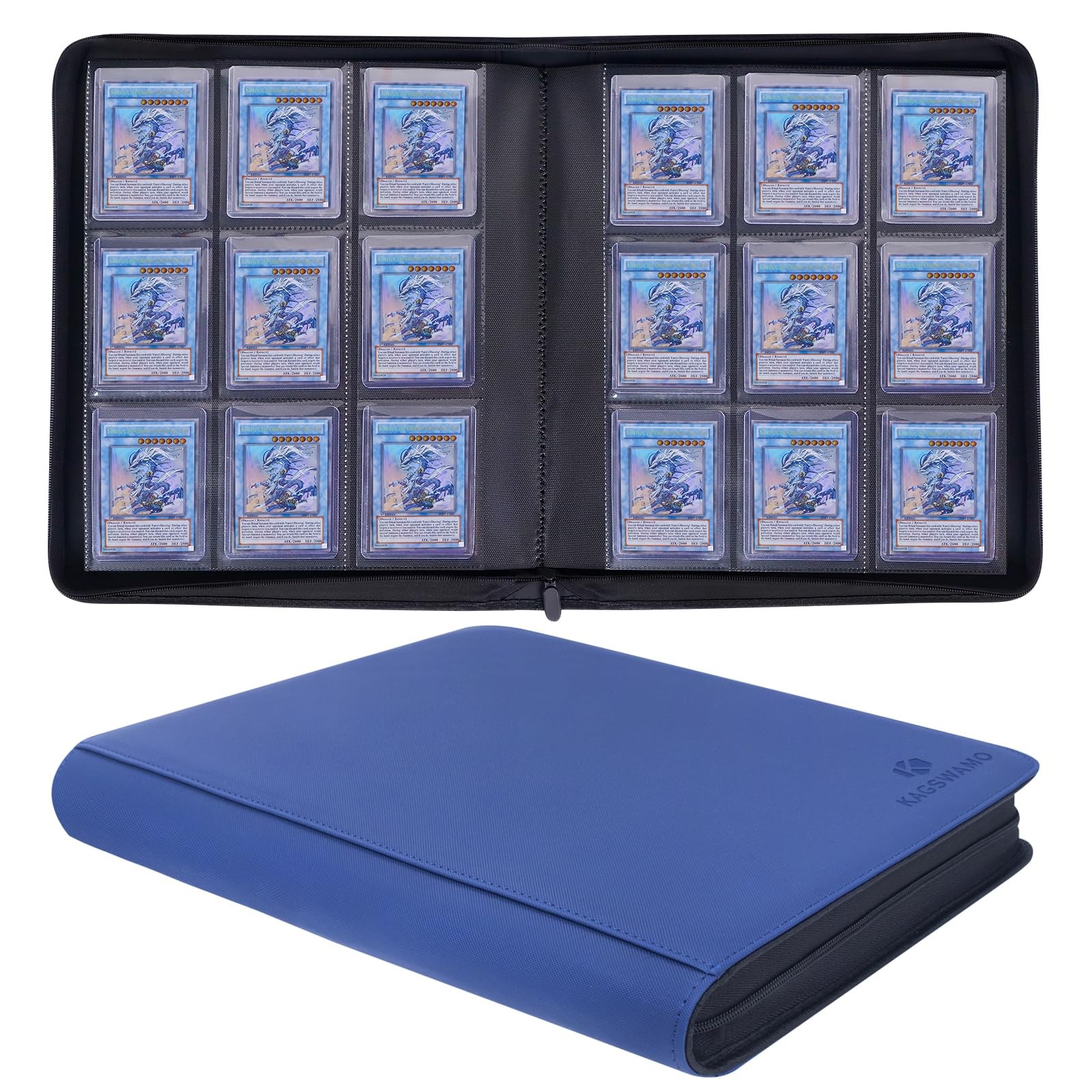 KAGSWAMO Toploader Binder, Holds 324 Toploaders, 9 16″L x 14″W x 2.9″H, Blue
