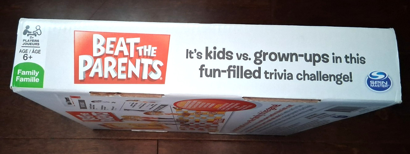 Beat the Parents Board Game Spin Master Kids vs Parents Trivia Open Box Unplayed