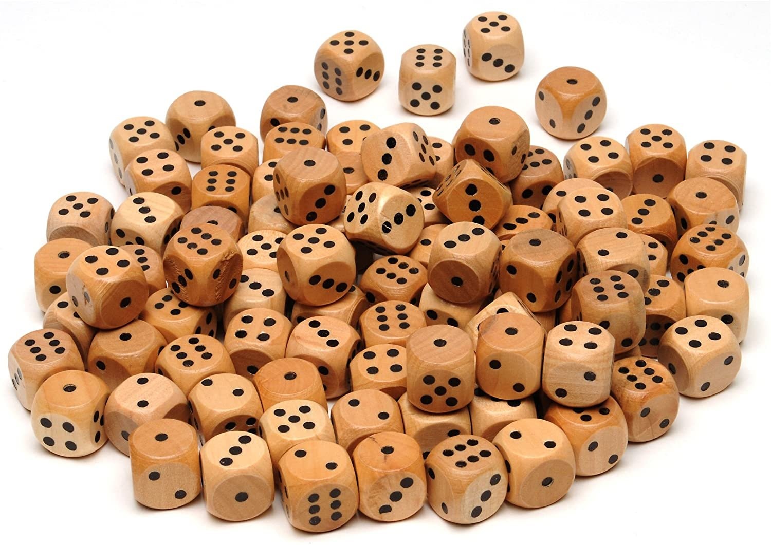 WE Games 12mm Wooden Dice with Rounded Corners – 100 Bulk Pack