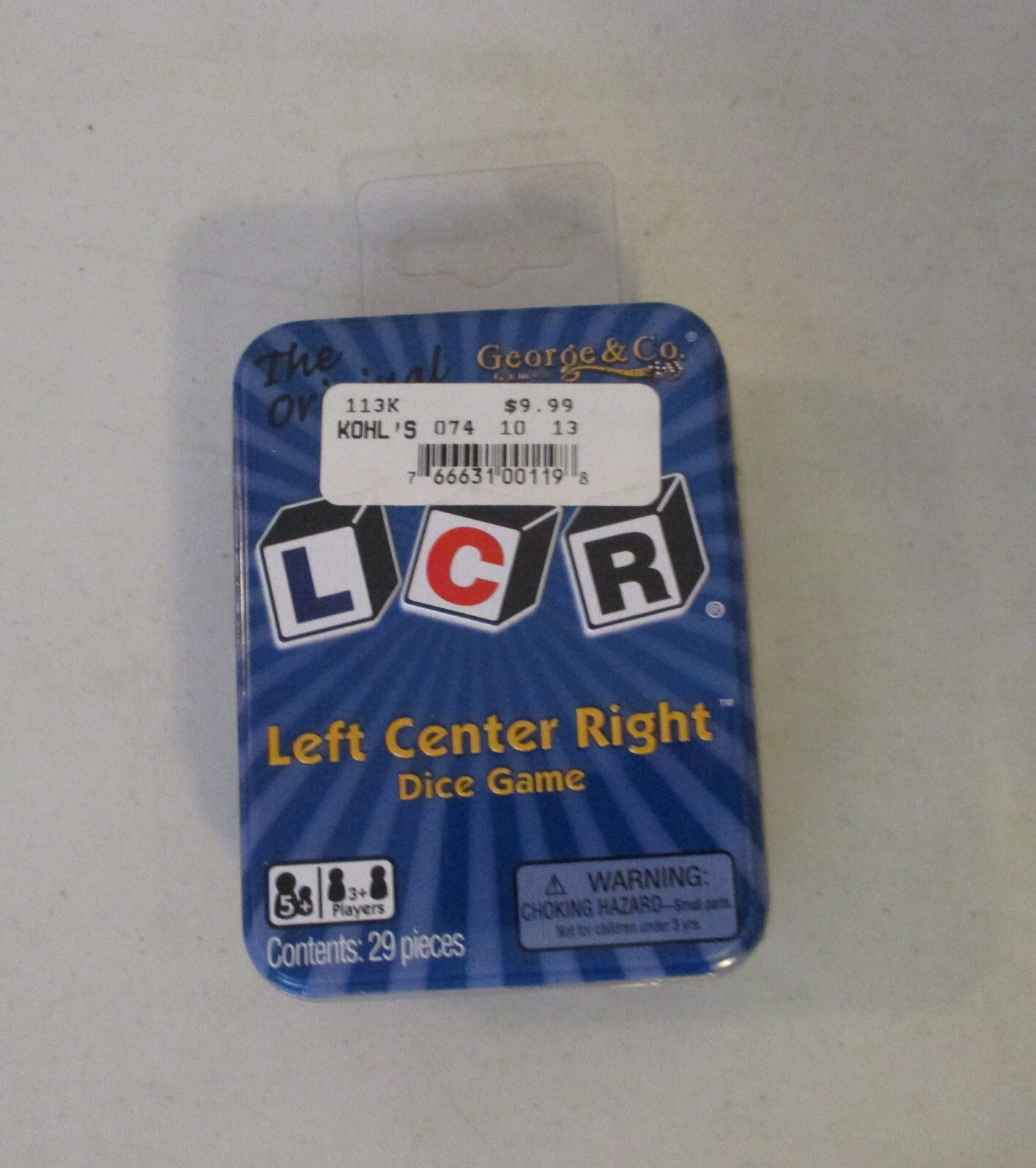 LCR Left Right Center in Game Tin (Ages 5 & Up, 3+ Players)