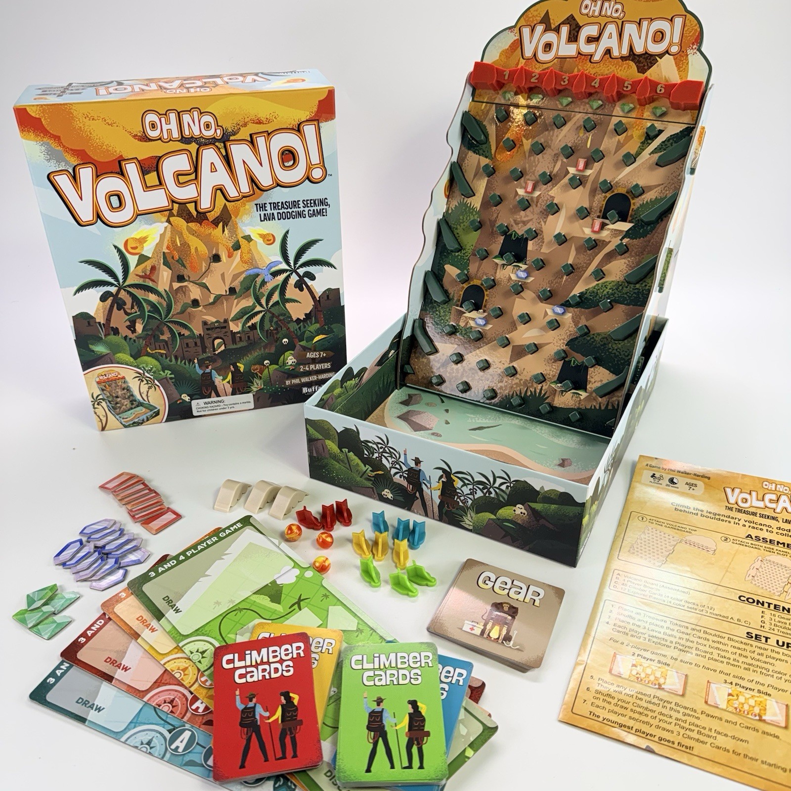 Buffalo Games Oh No Volcano Board Game Treasure Seeking – Complete